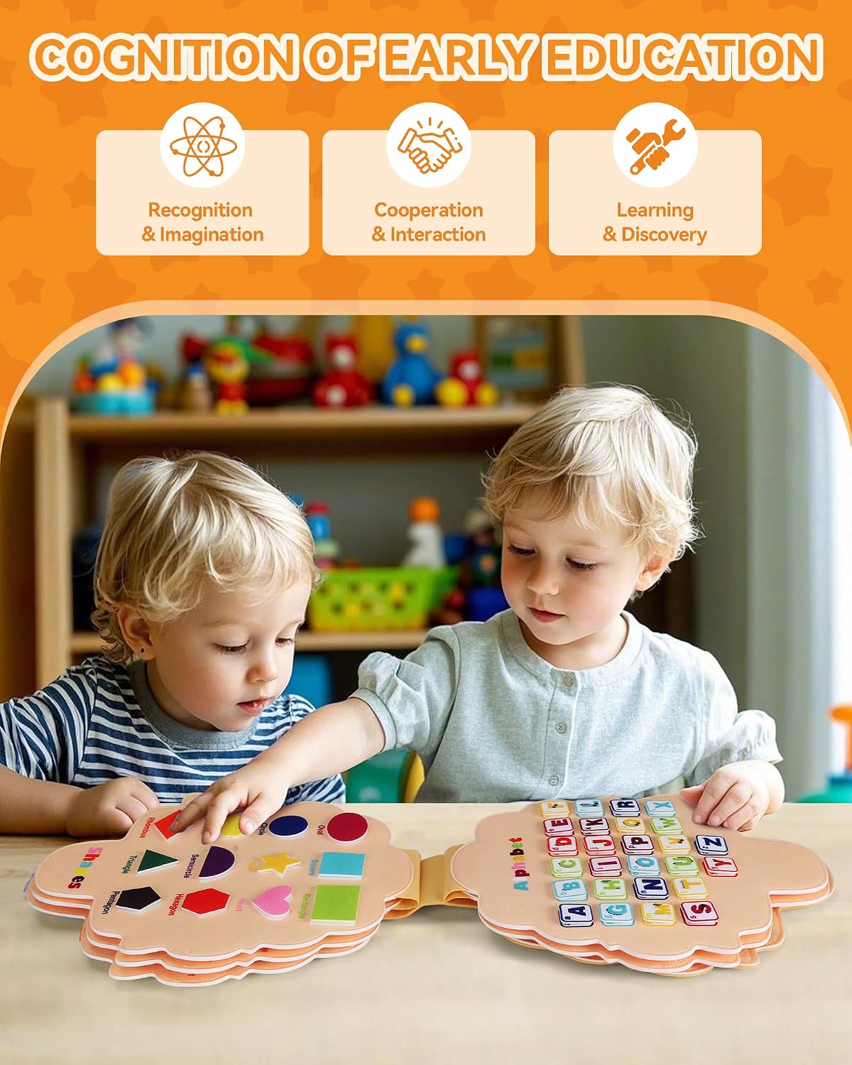 Heypappy Busy Board,12 in 1 Montessori Busy Board Feltro | Imparare Libro di Attività per Bambini con Capacità Abilità Fine,Giocattoli Libro con