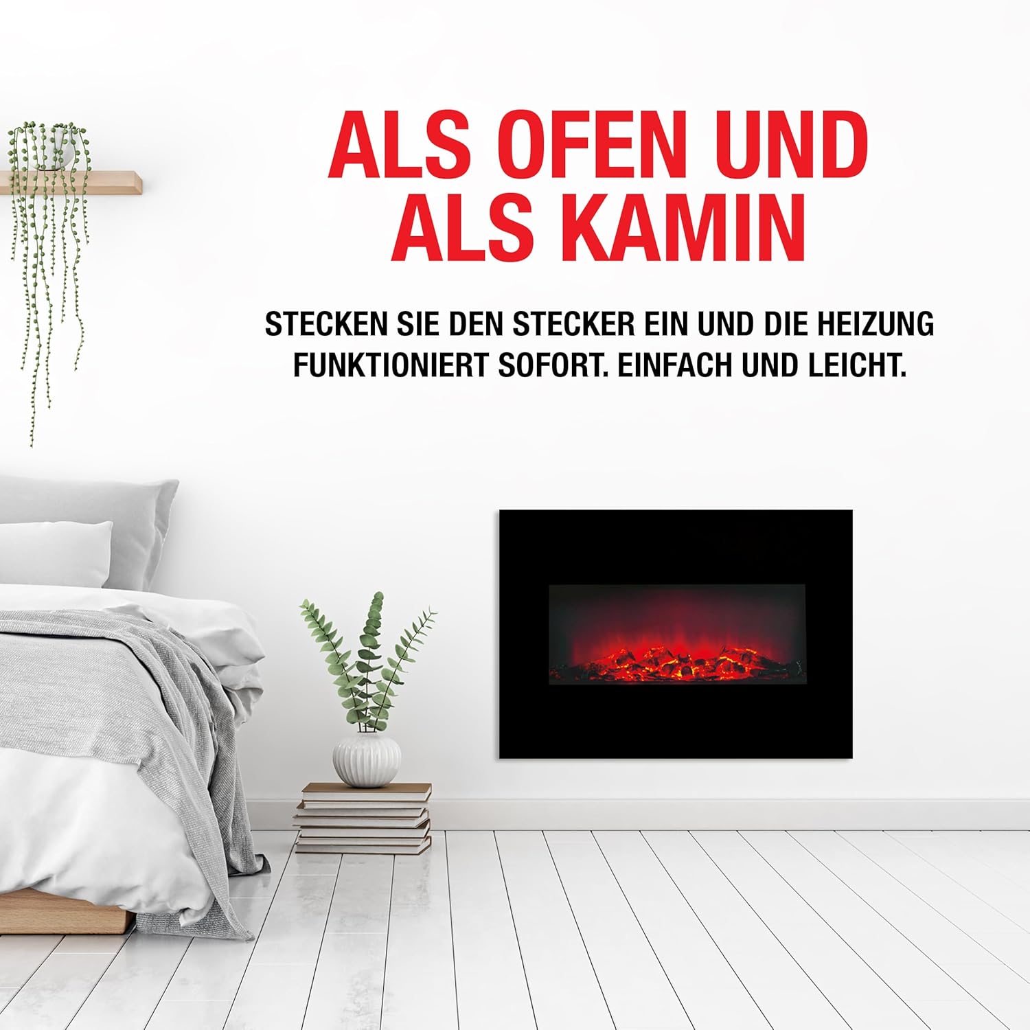 Classic Fire Memphis Camineo Elettrico 1800W, Nero - immagine 5