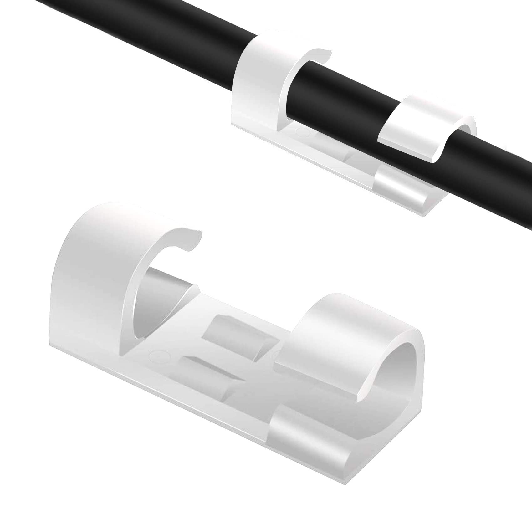 Clip Fermacavi da Parete con Adesivi (20 Pezzi), Bianco