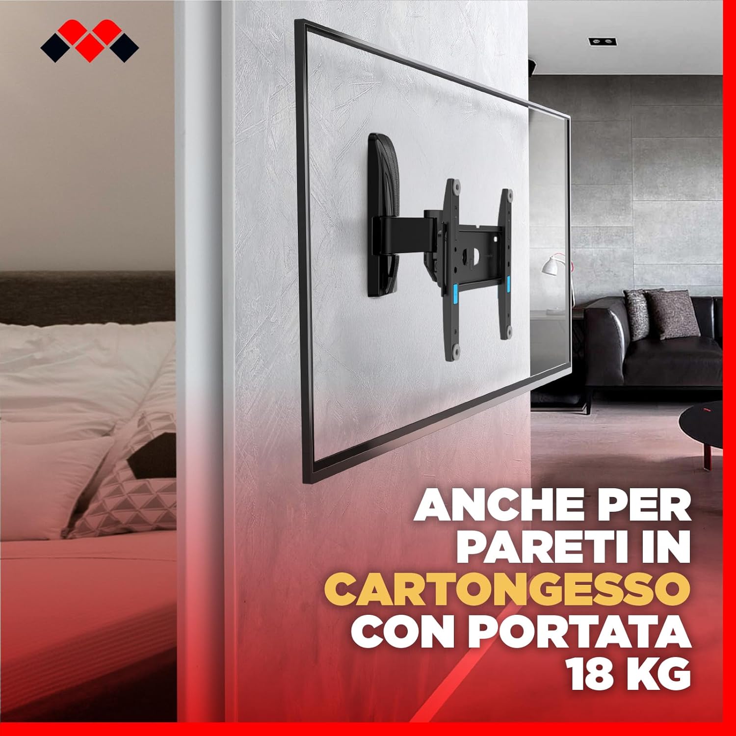 Meliconi Space System Turn 200 - Supporto TV Parete 26"-45", Nero - immagine 3