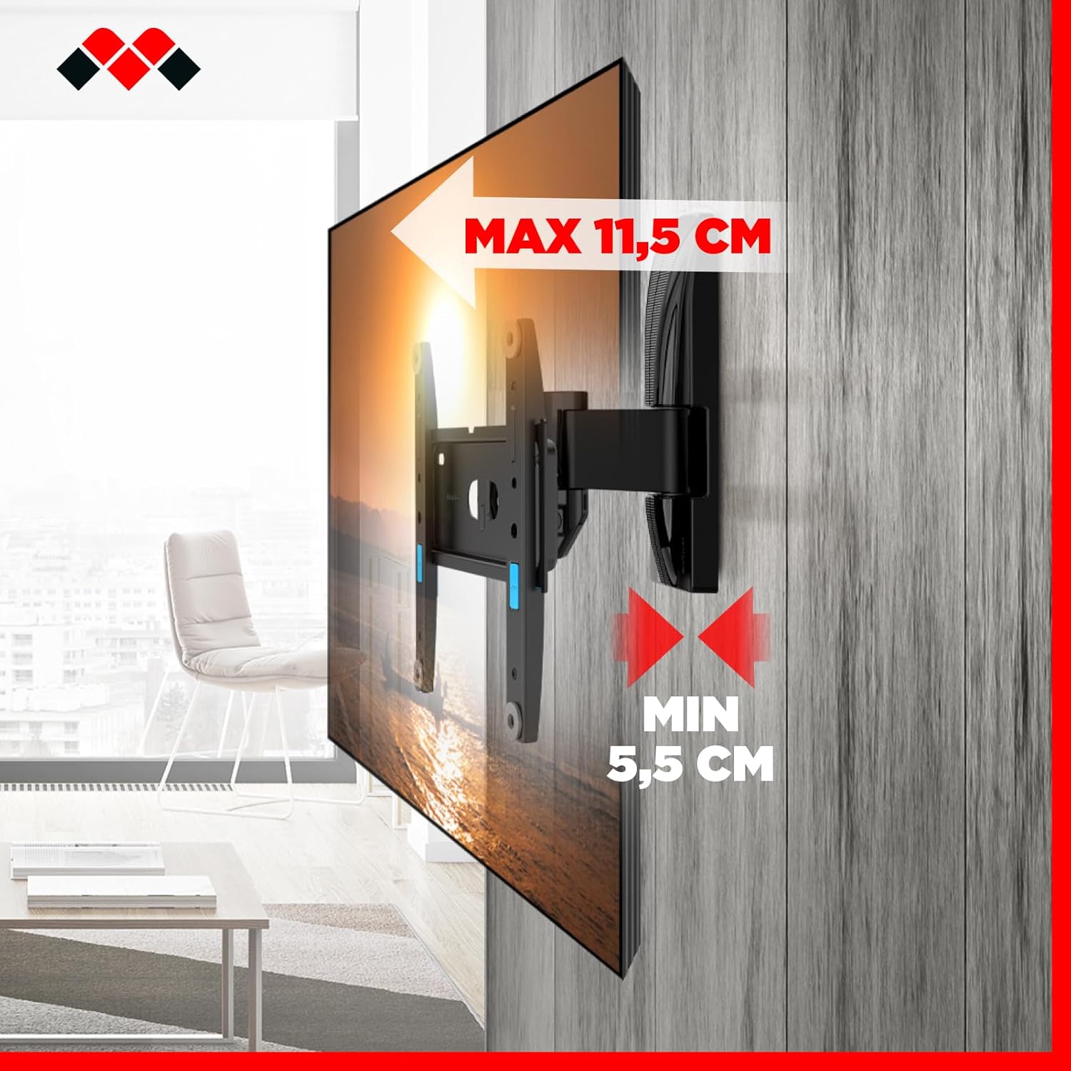 Meliconi Space System Turn 200 - Supporto TV Parete 26"-45", Nero - immagine 6