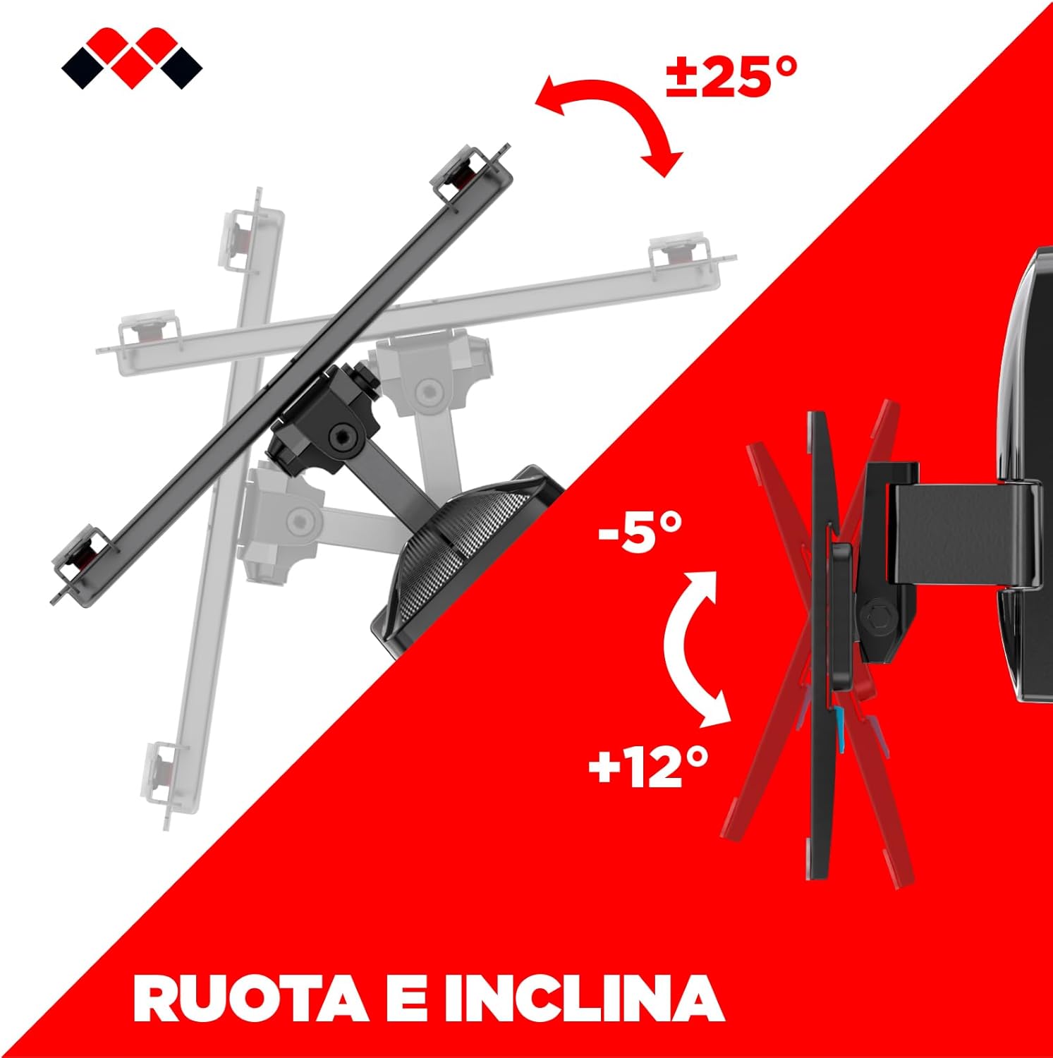 Meliconi Space System Turn 200 - Supporto TV Parete 26"-45", Nero - immagine 7