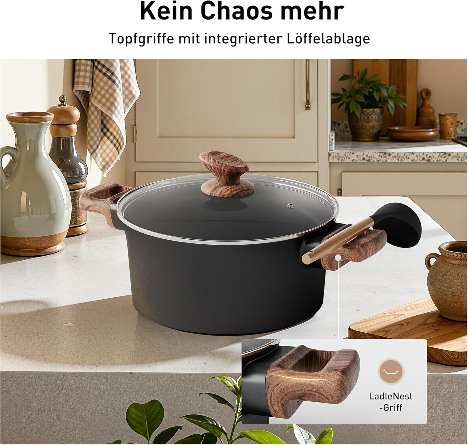 Kitchen Academy - Set Pentole e Padelle Induzione 17 pezzi, Nero - immagine 3