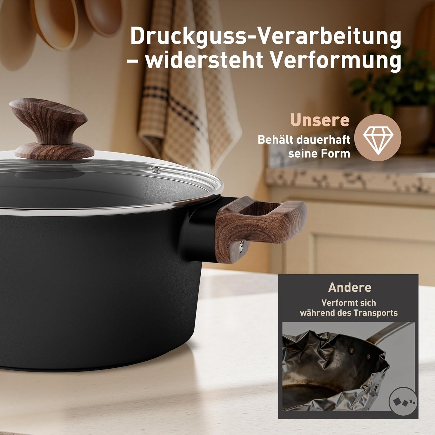 Kitchen Academy - Set Pentole e Padelle Induzione 17 pezzi, Nero - immagine 6