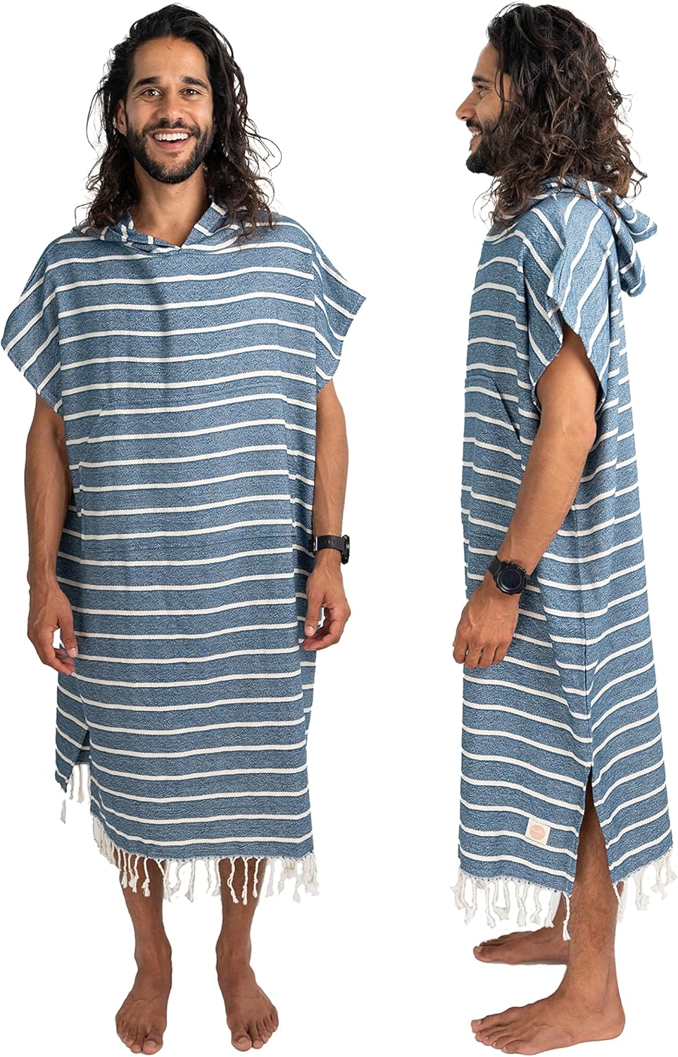 Nova Blue Poncho da Surf Blu e Bianco a Righe