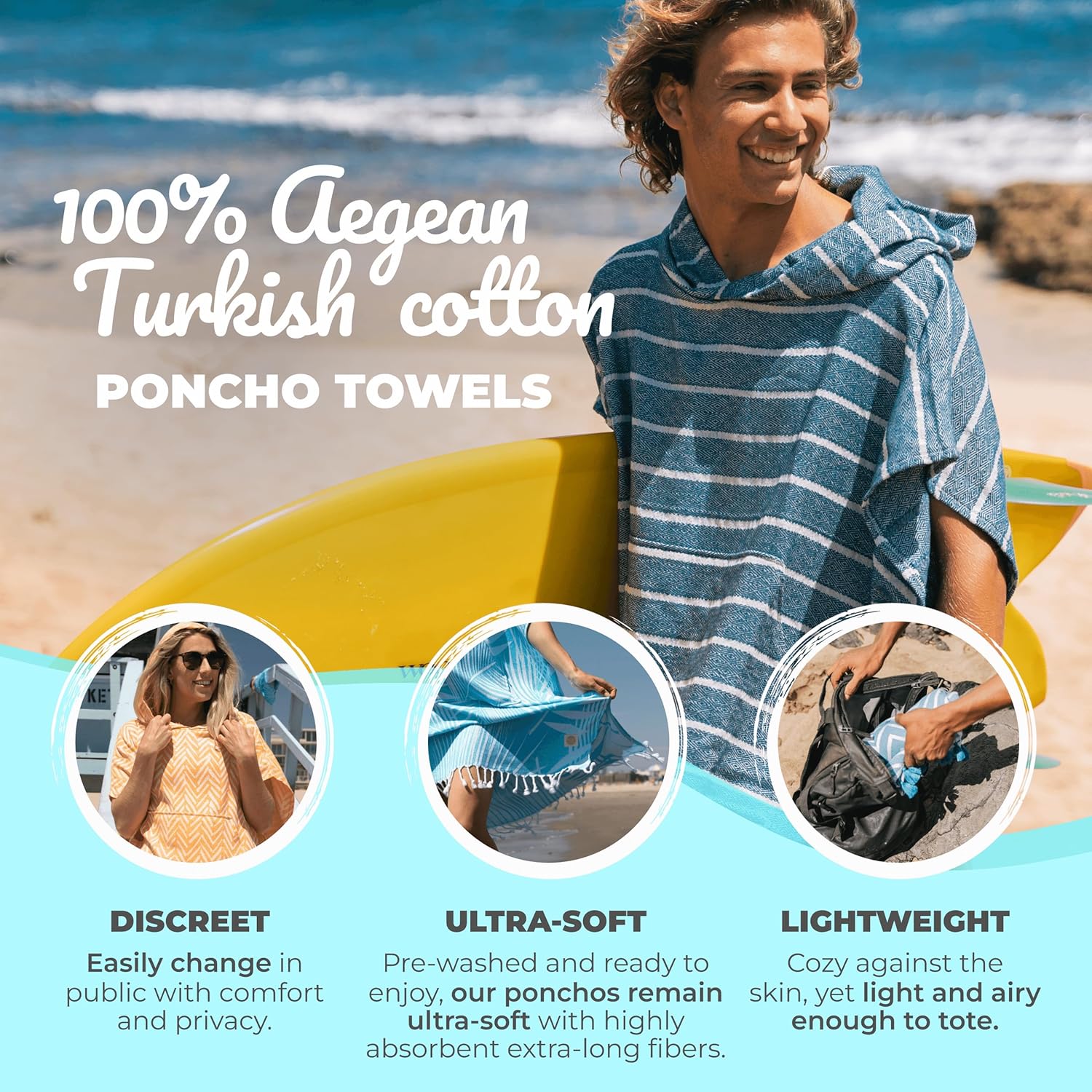Nova Blue Poncho da Surf Blu e Bianco a Righe - immagine 2