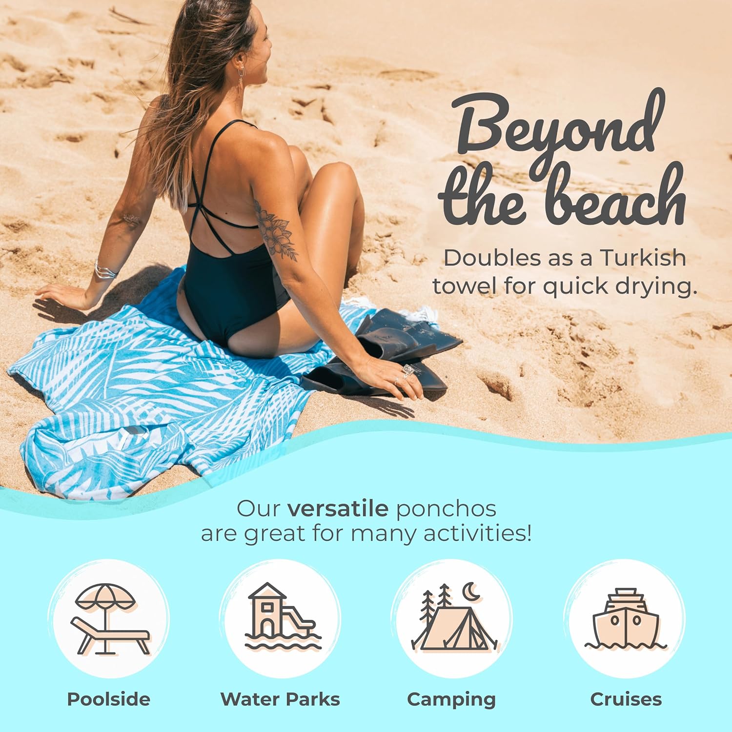 Nova Blue Poncho da Surf Blu e Bianco a Righe - immagine 5