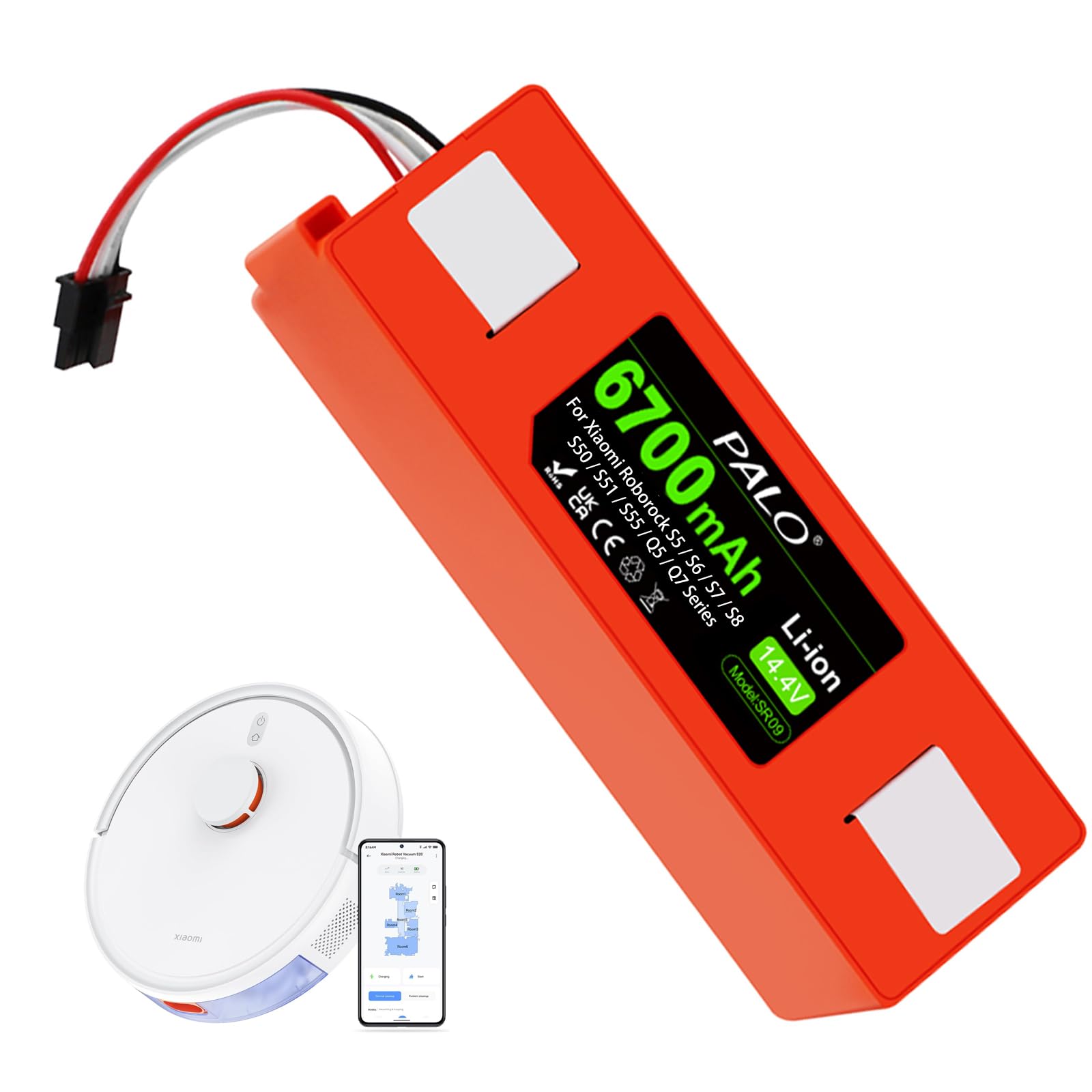 Batteria 6700mAh per Xiaomi Roborock S5/S6/S7/S8 e Mijia