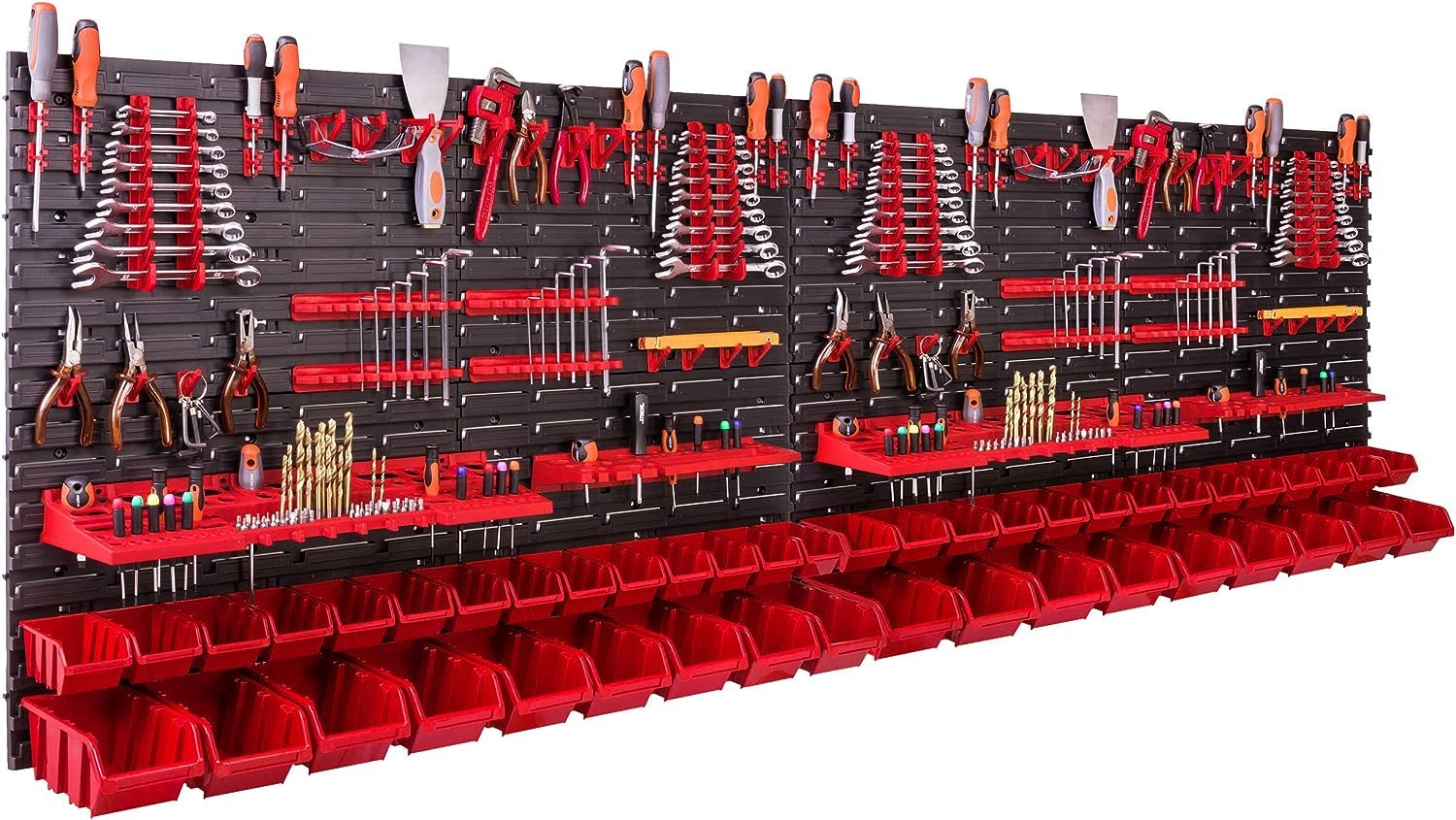 Scaffalatura da Parete 230x78 cm con 46 Scatole Impilabili