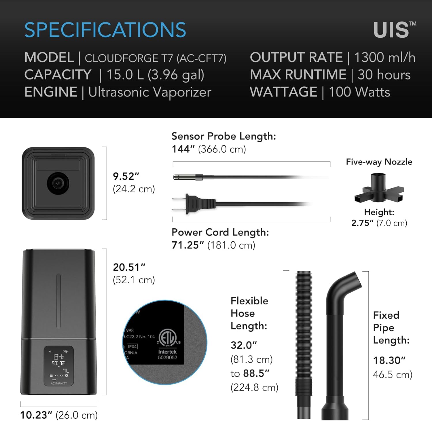 Ac Infinity CLOUDFORGE T7 Umidificatore Piante 15 Litri - immagine 6