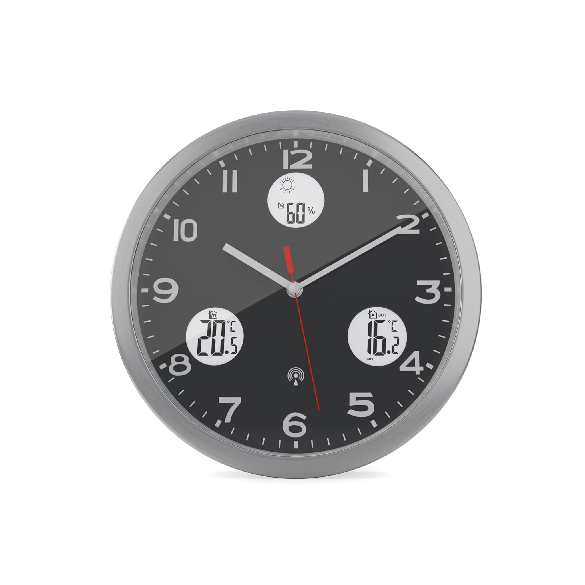 Mebus Orologio da Parete Radio con Temperatura e Umidità