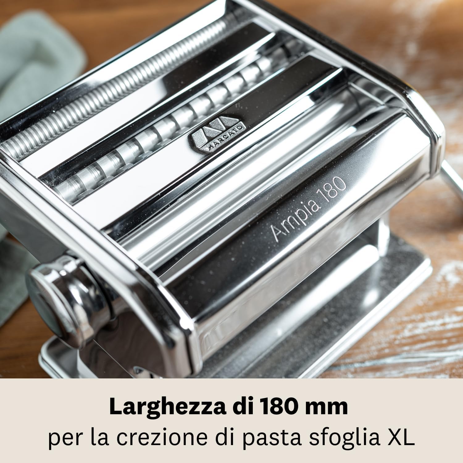 Marcato Macchina per la Pasta Ampia 180, Acciaio Cromato - immagine 5