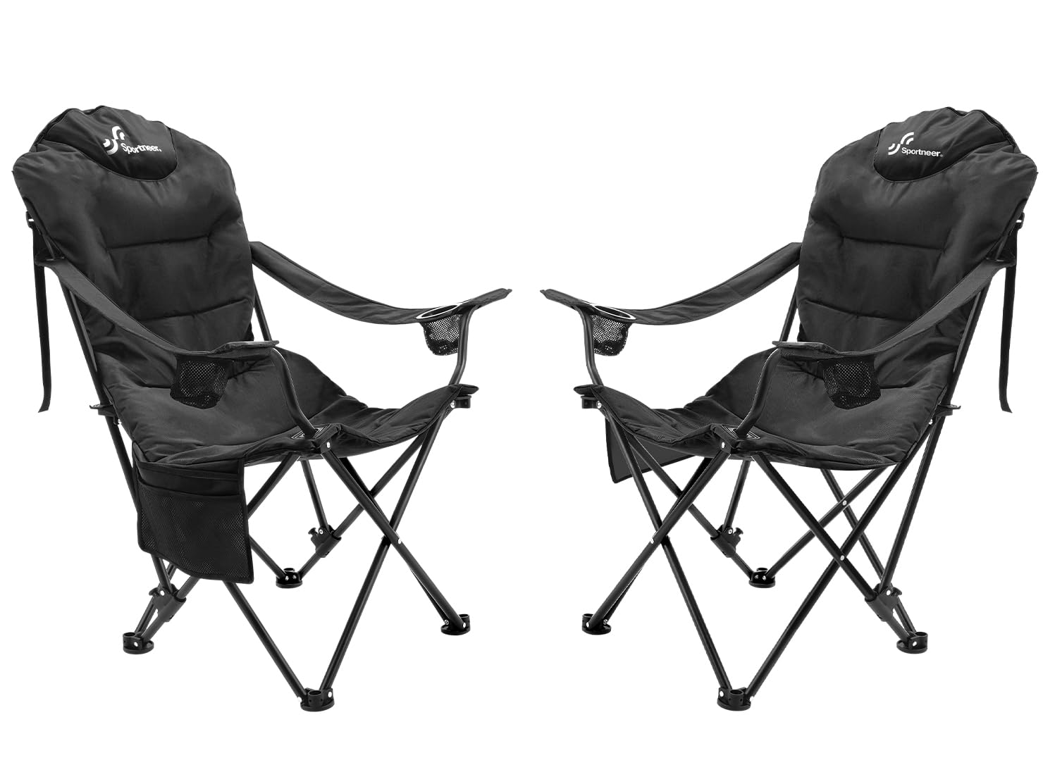 Sportneer Sedia da Campeggio Pieghevole 160kg, Nera (2 pz)