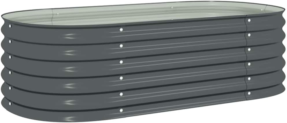 vidaXL Letto Rialzato da Giardino 160x80x44cm Acciaio Zincato Grigio Fioriera