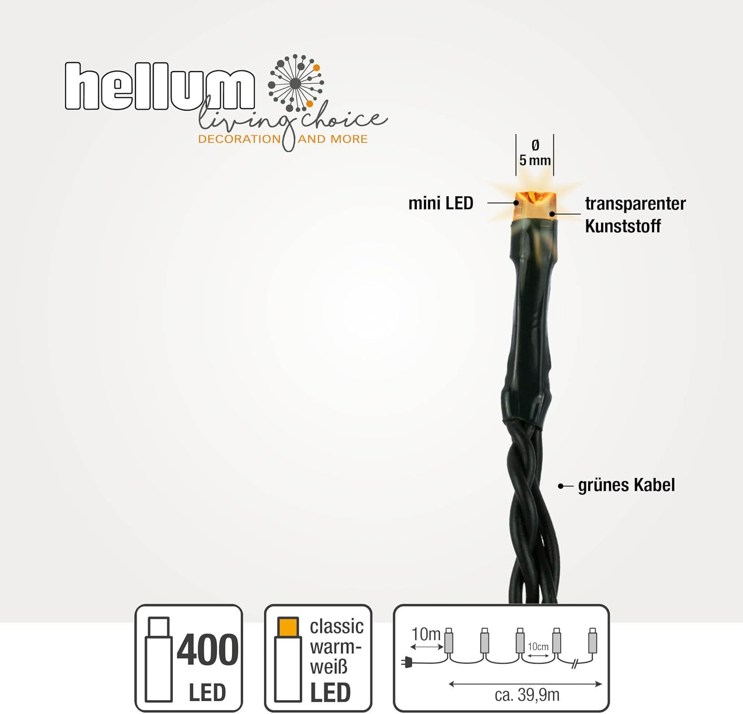 Hellum Luci Fiabesche da Esterno 400 LED Ambra - immagine 3