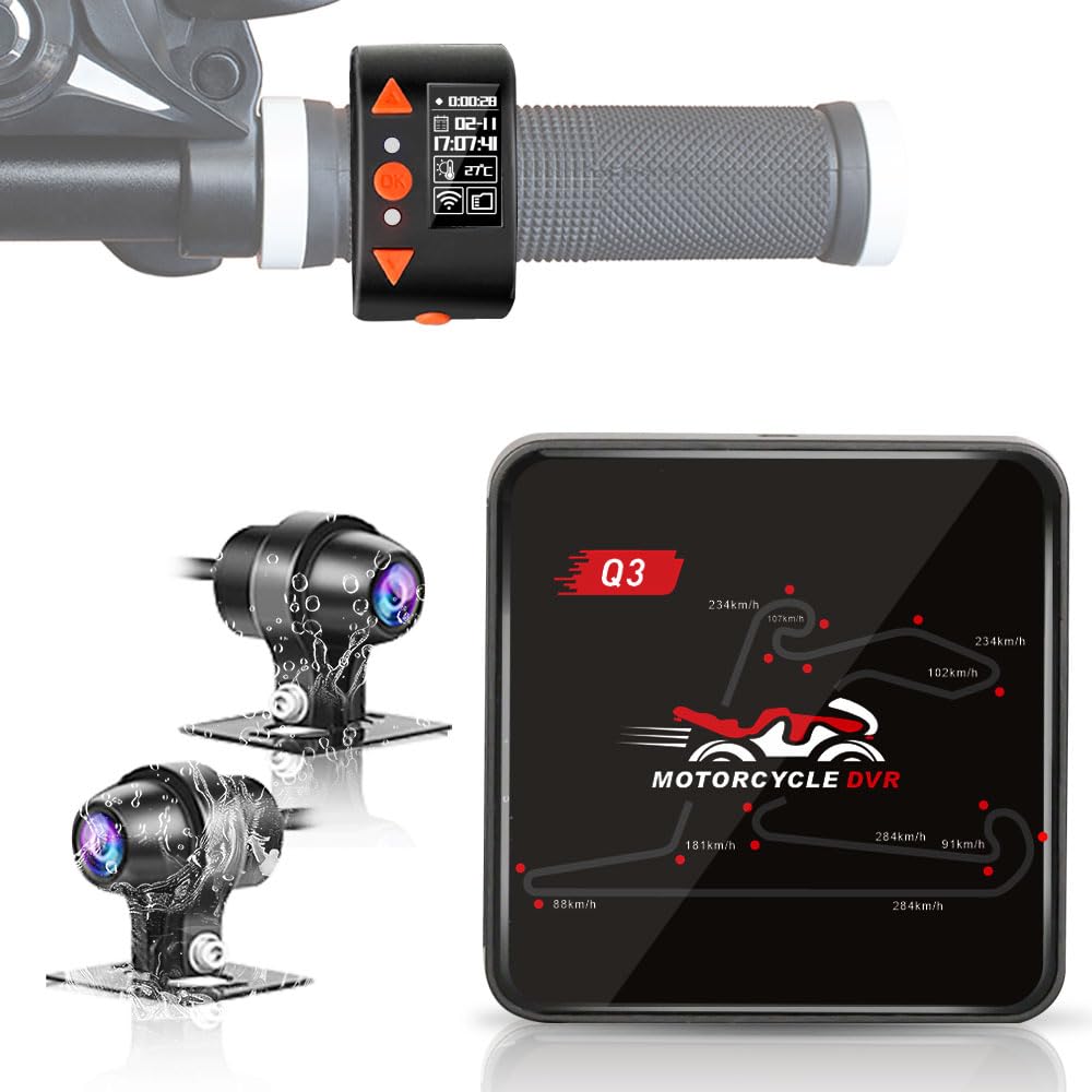 Vsysto Moto Dash Cam 1080P Anteriore e Posteriore