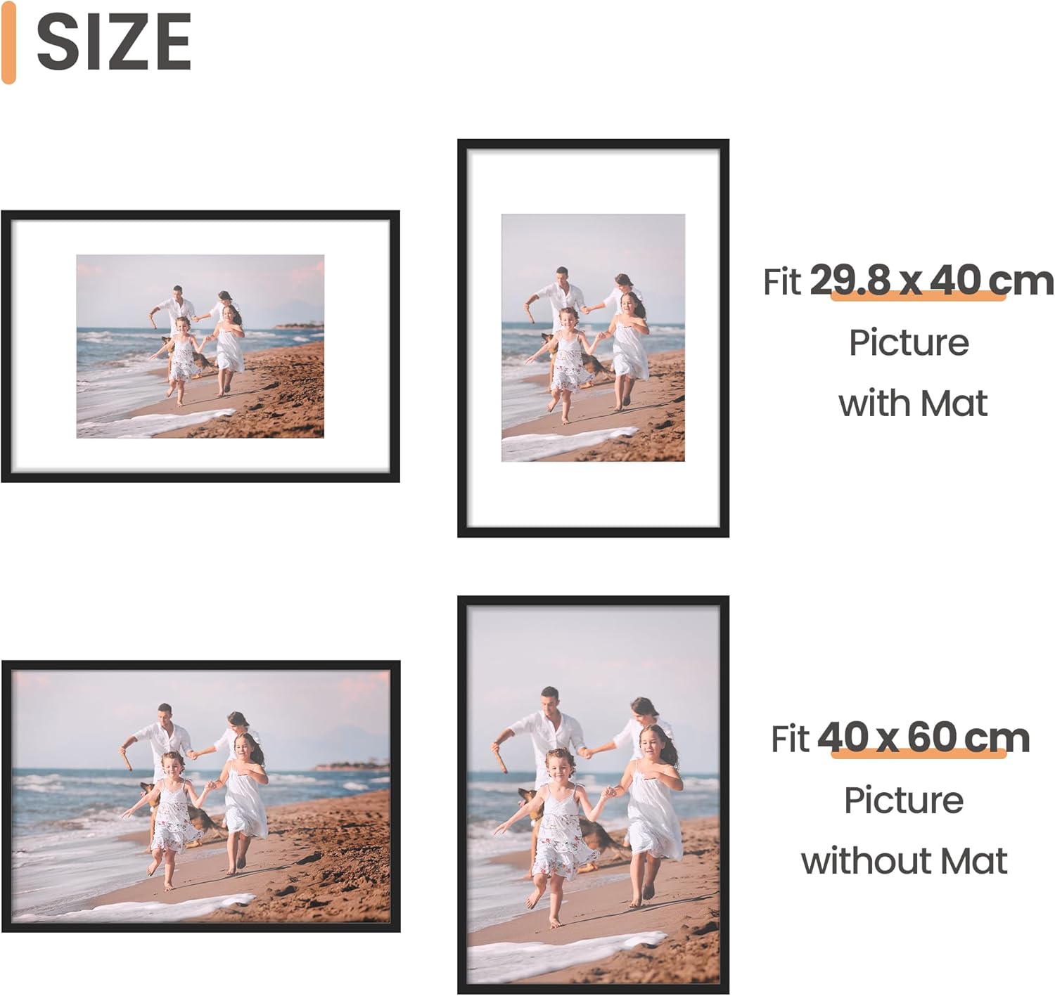 Upsimples Cornice 40x60 (3 pz), Nere - immagine 2