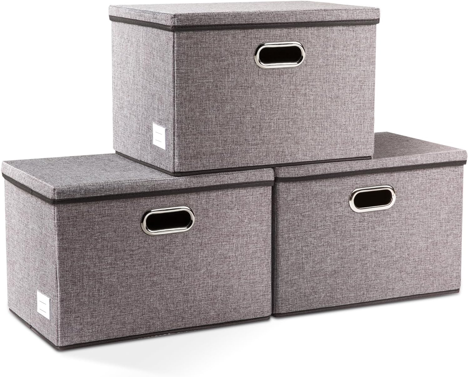 Prandom Contenitori Pieghevoli con Coperchi - Set 3 Grigio - immagine 1