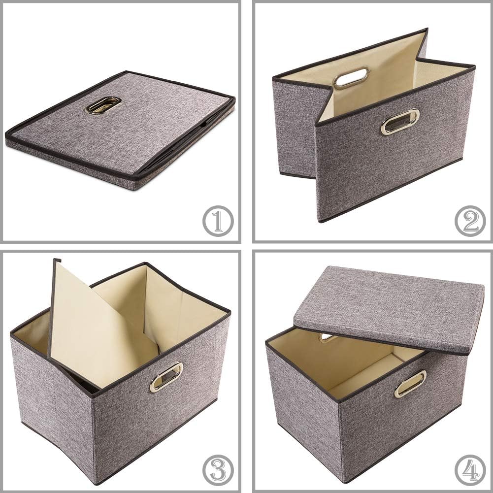 Prandom Contenitori Pieghevoli con Coperchi - Set 3 Grigio - immagine 7
