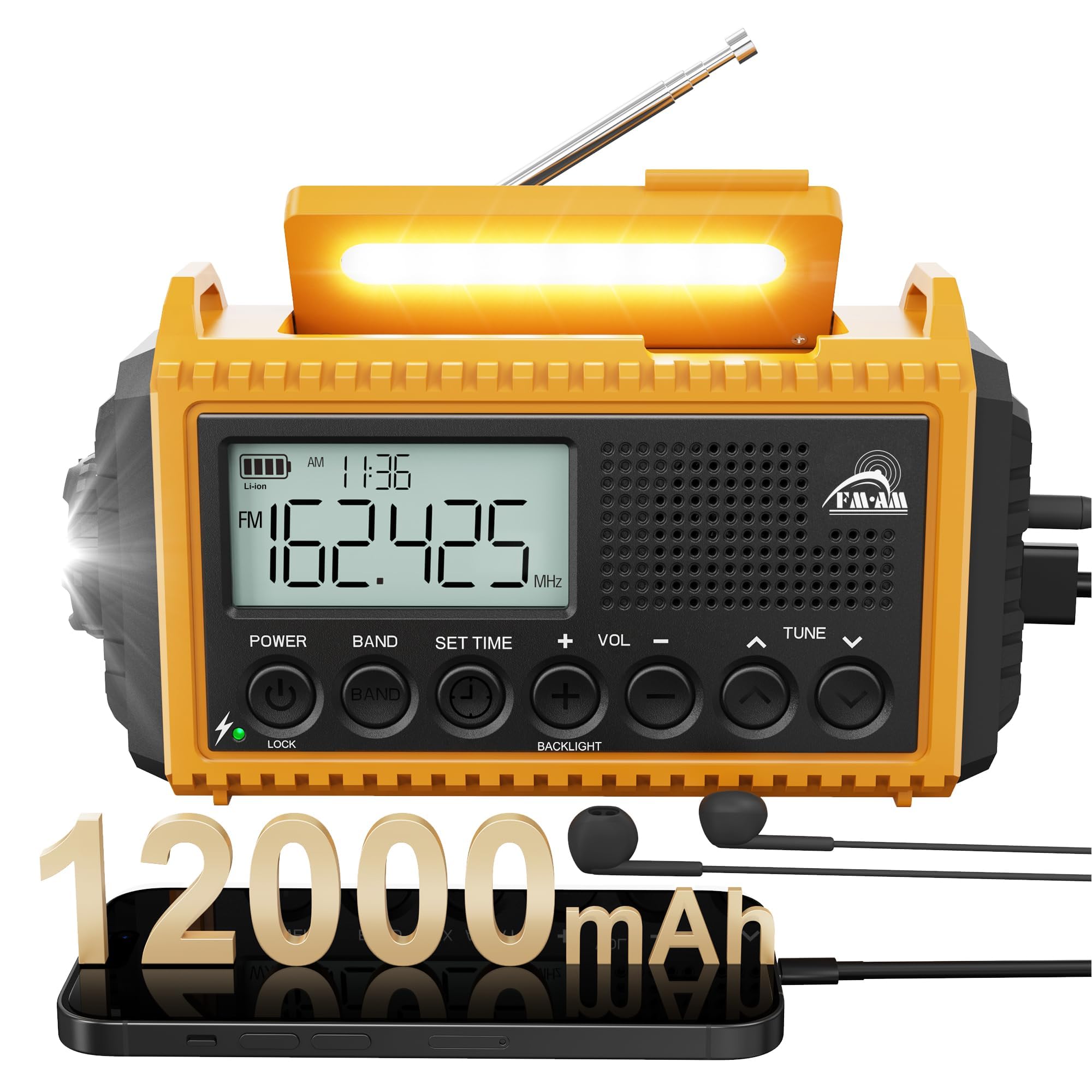 Radio Portatile di Emergenza 12000mAh Solare