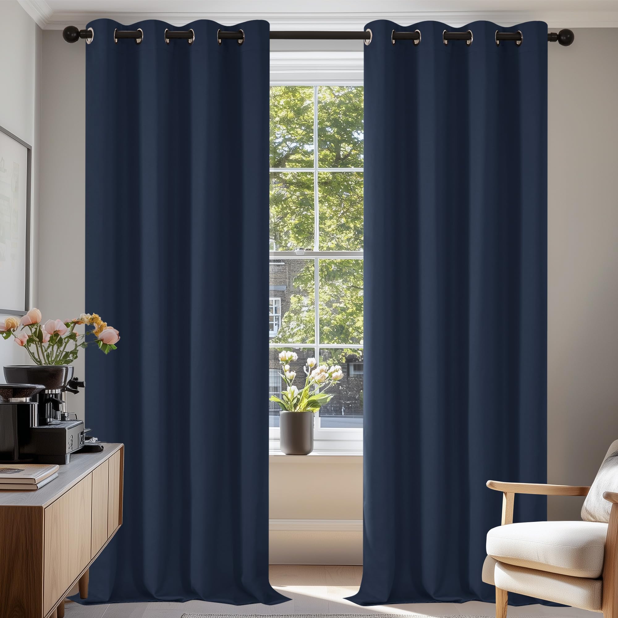 Deconovo Tende Oscuranti 2 Pezzi 140x290cm, Blu Navy