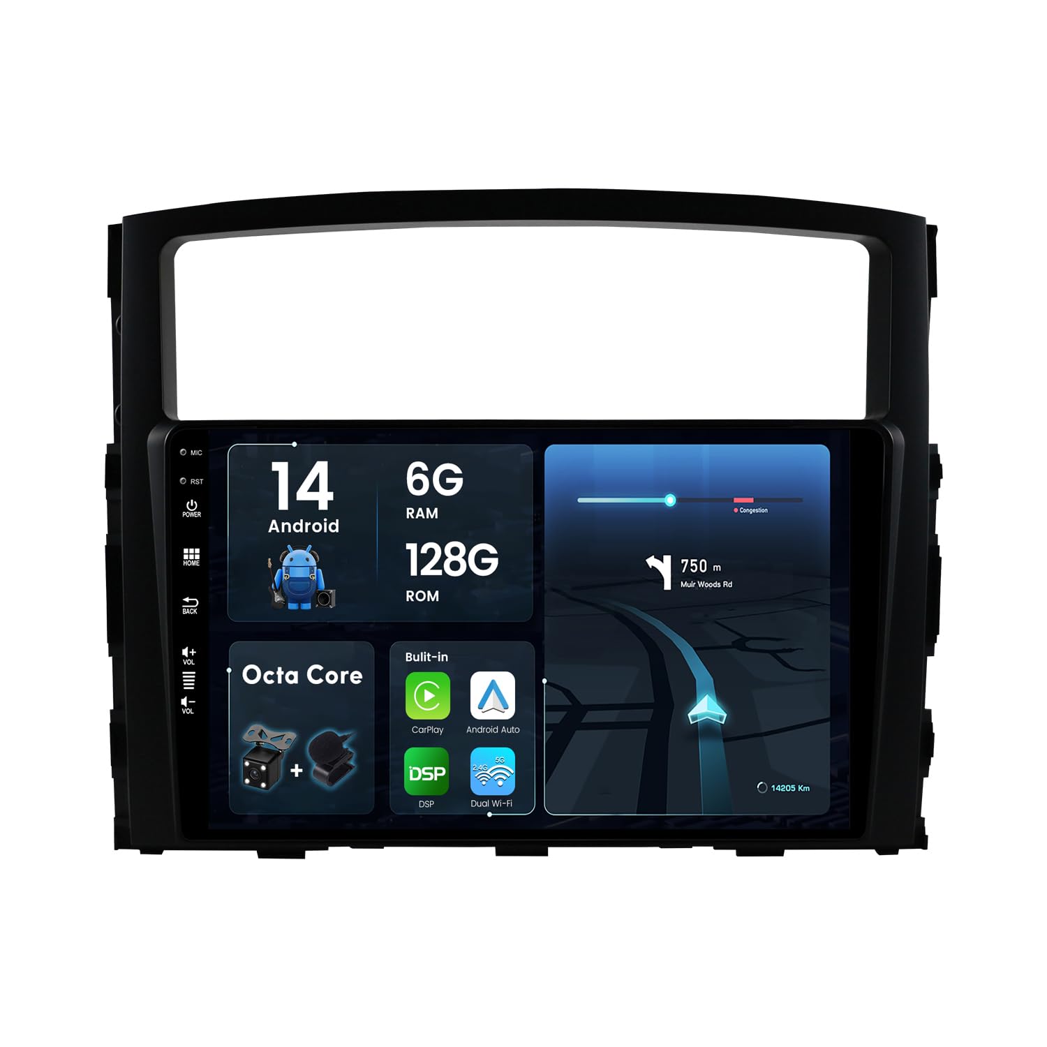 BXLIYER Autoradio Android 14 6G+128G 9" IPS 2 Din