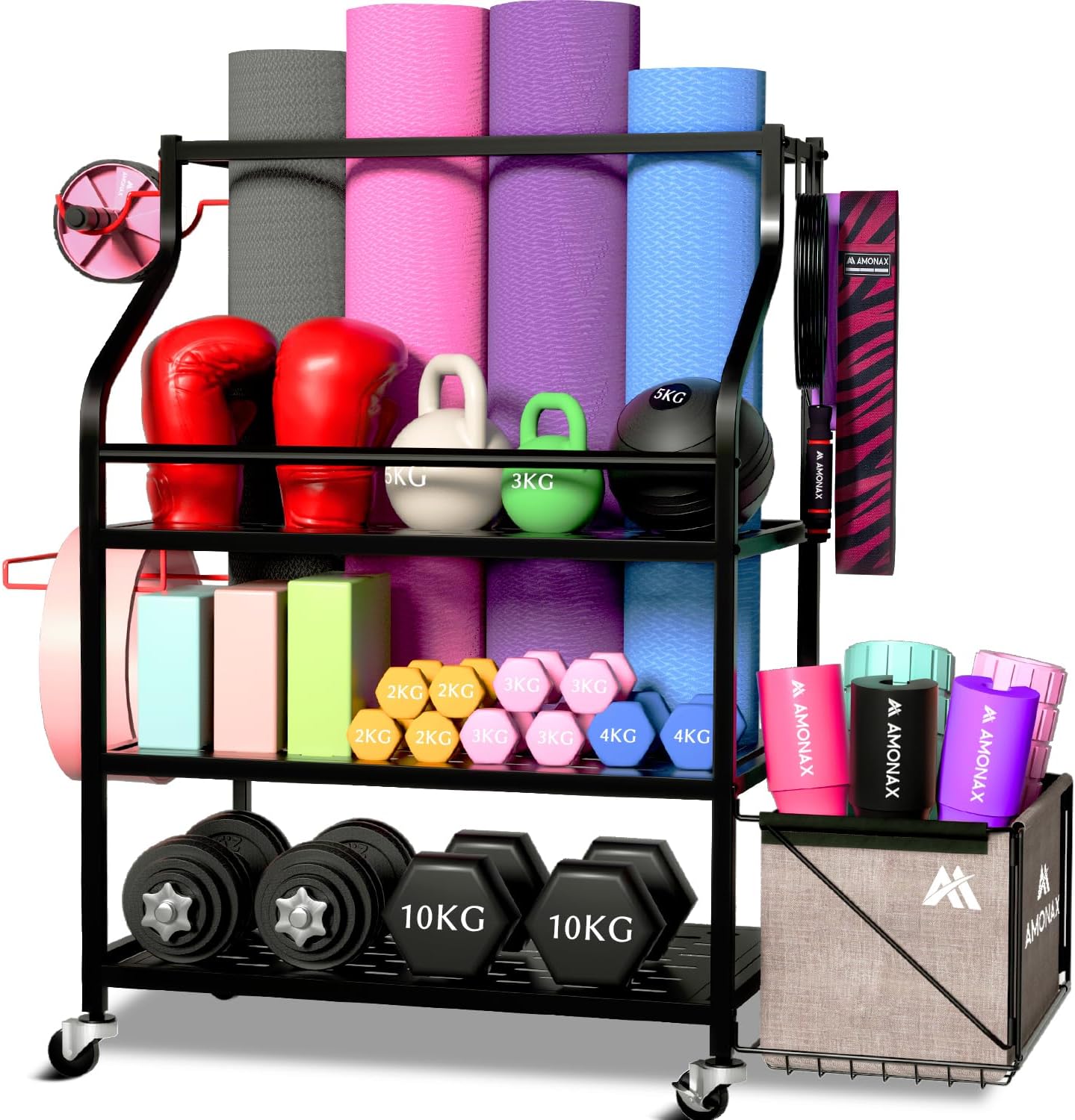 Amonax Rastrelliera Manubri Palestra e Yoga Organizer - immagine 1