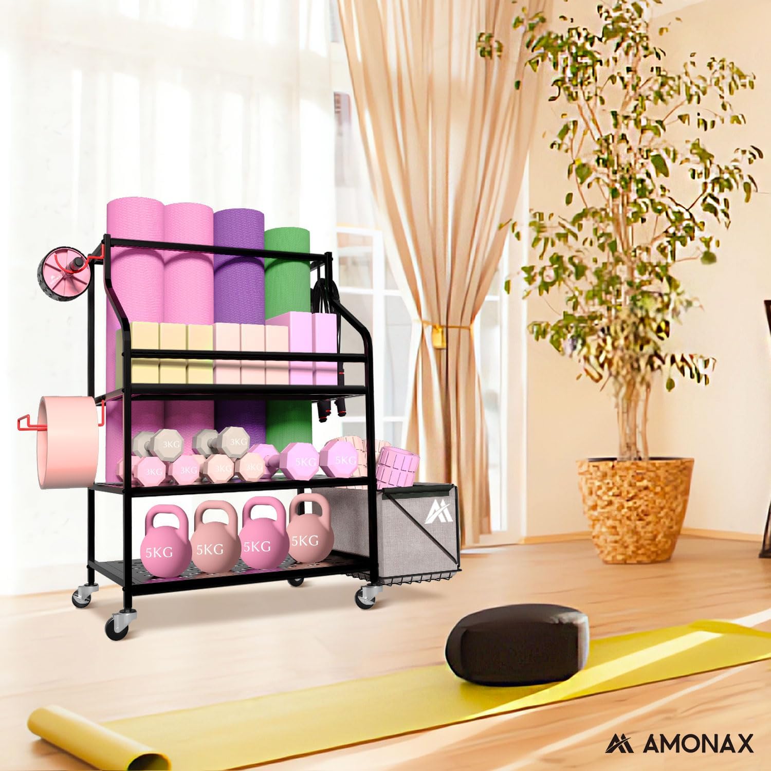 Amonax Rastrelliera Manubri Palestra e Yoga Organizer - immagine 4