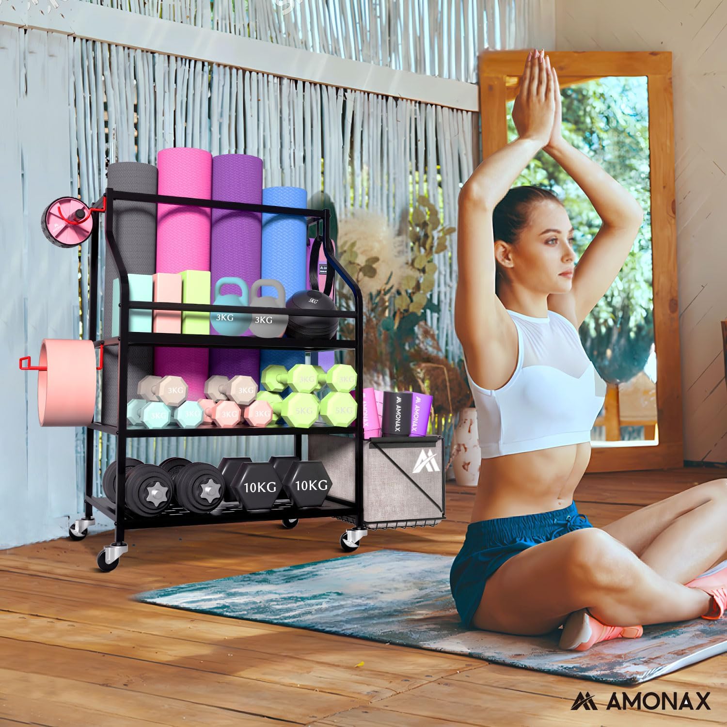 Amonax Rastrelliera Manubri Palestra e Yoga Organizer - immagine 5