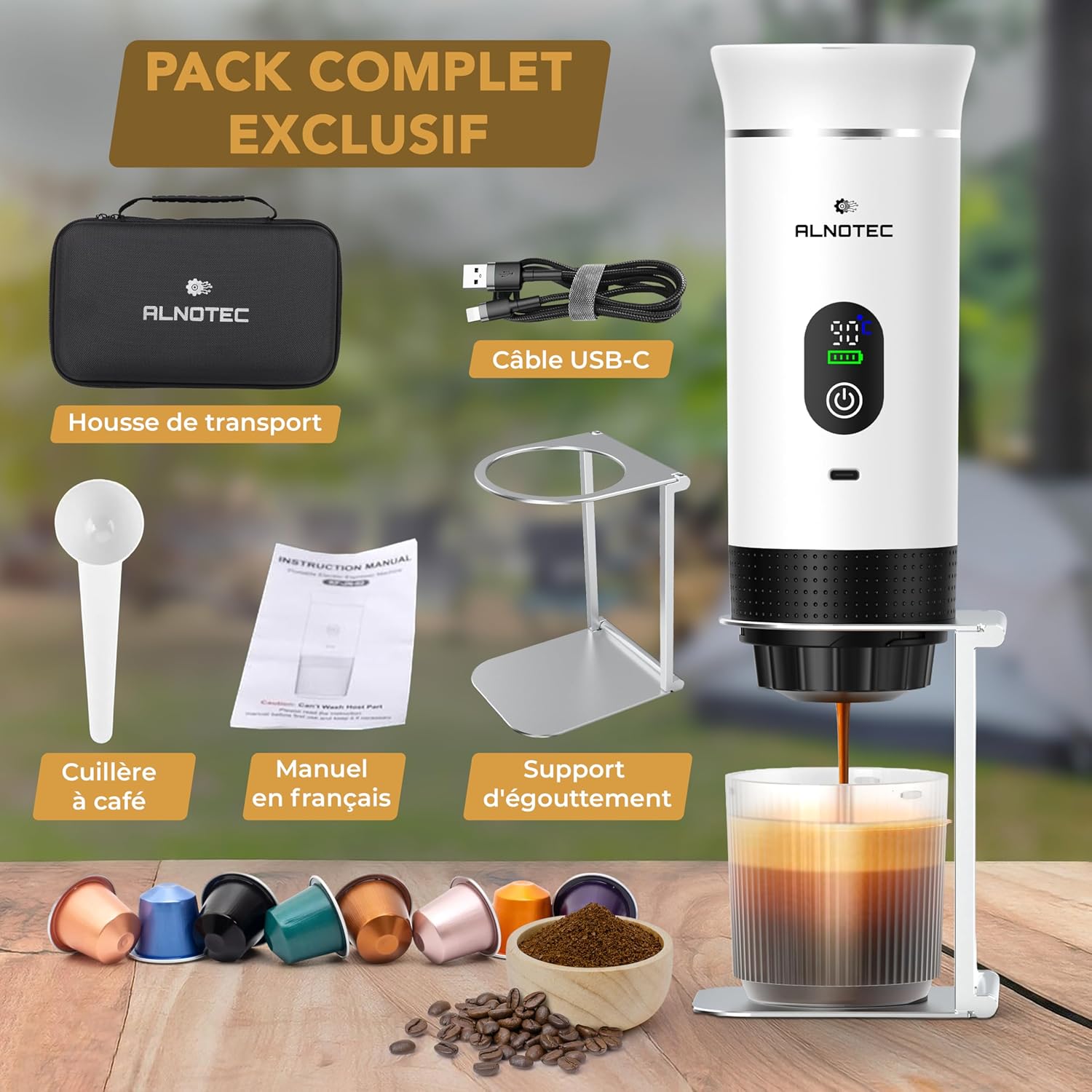 Caffettiera Espresso Portatile 80ml, Bianca - immagine 5