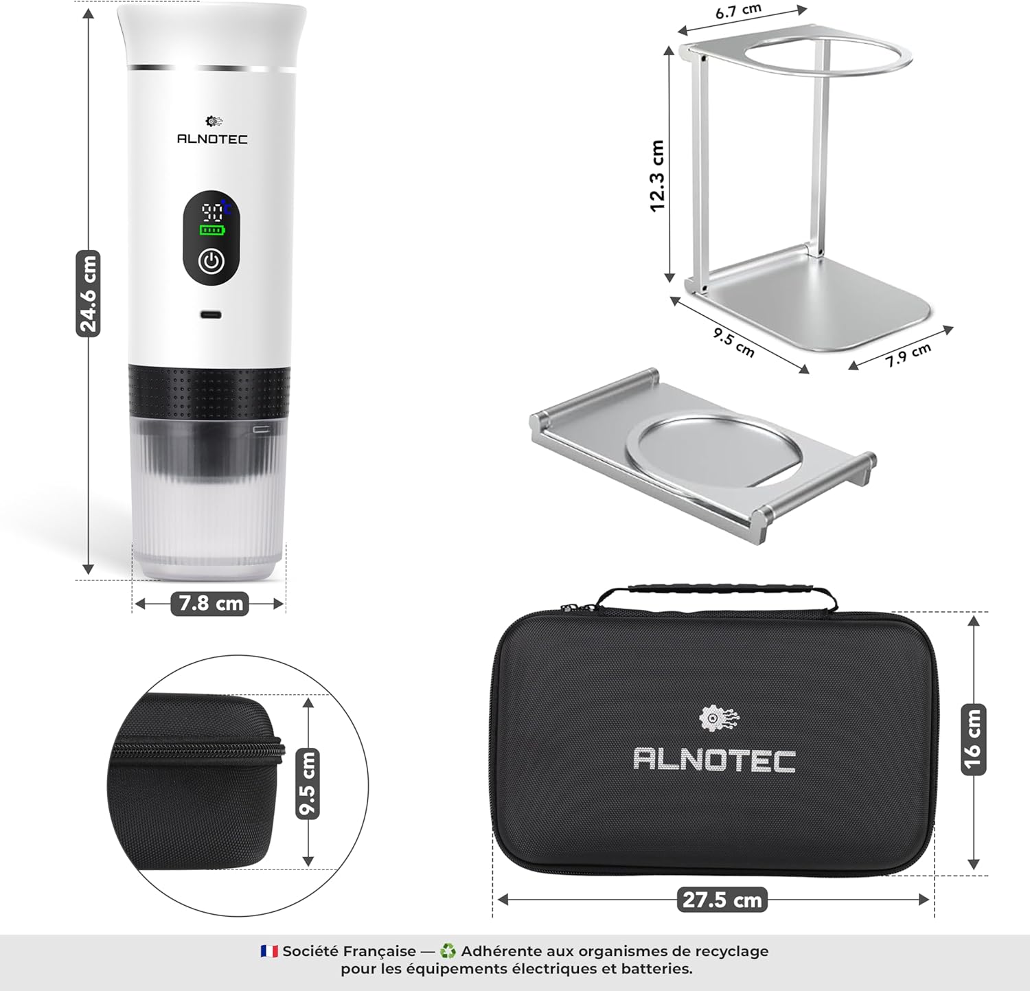 Caffettiera Espresso Portatile 80ml, Bianca - immagine 7