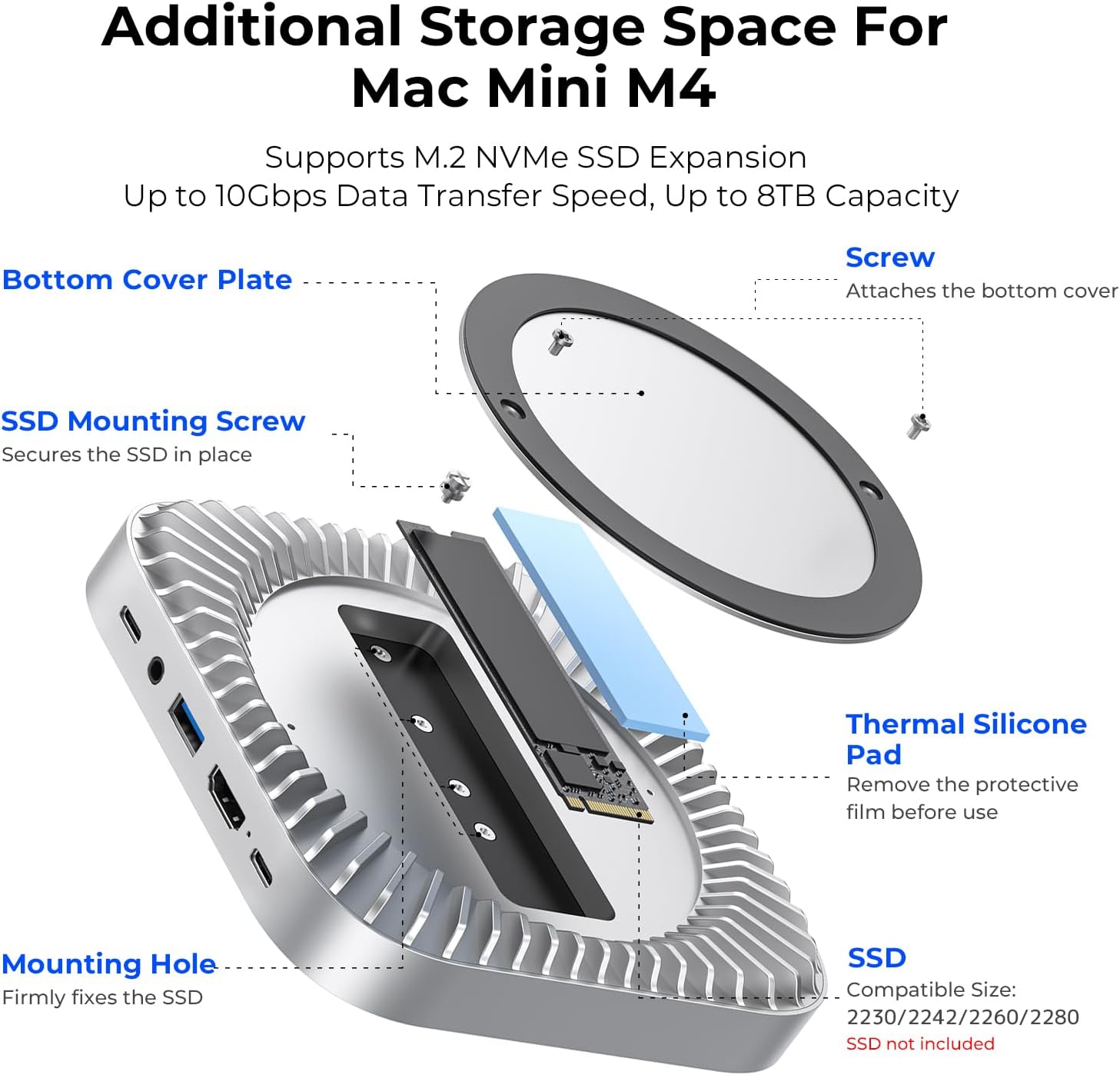 Docking Station USB-C in Alluminio per Mac mini M4 - immagine 3