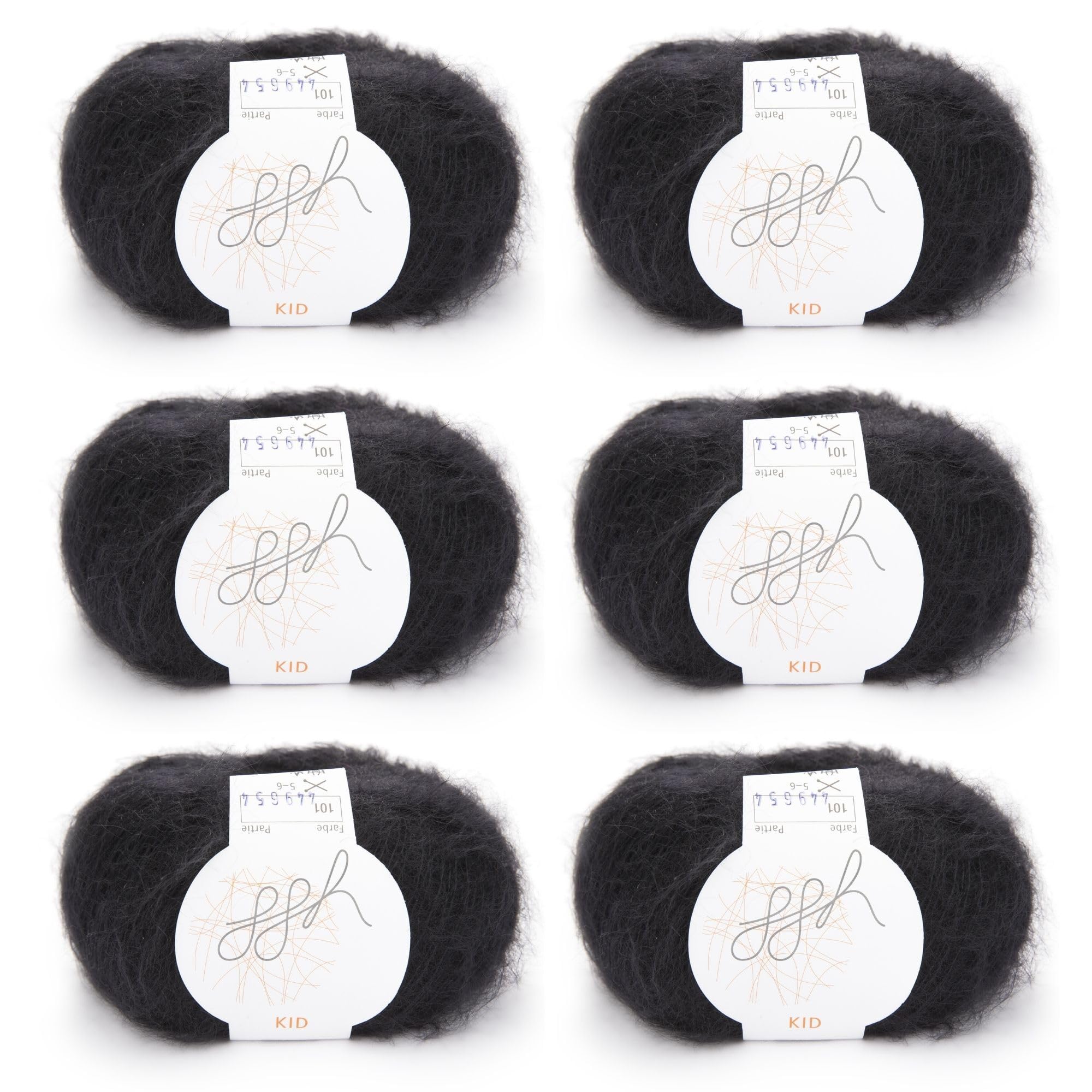 ggh Kid Box - 6 gomitoli di lana per bambini, colore 101, nero