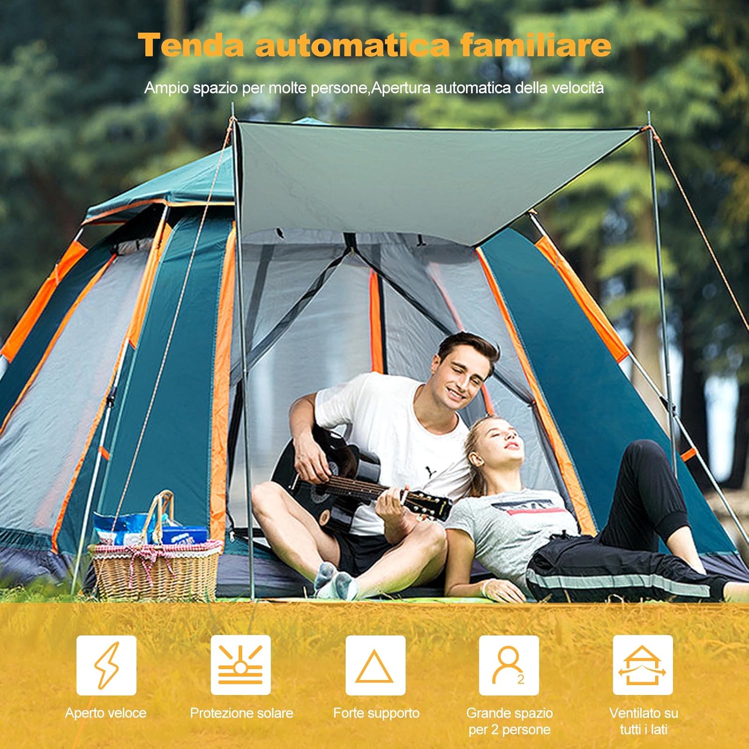 Ergocar Tenda Campeggio Pop Up 3-4 Persone - immagine 2