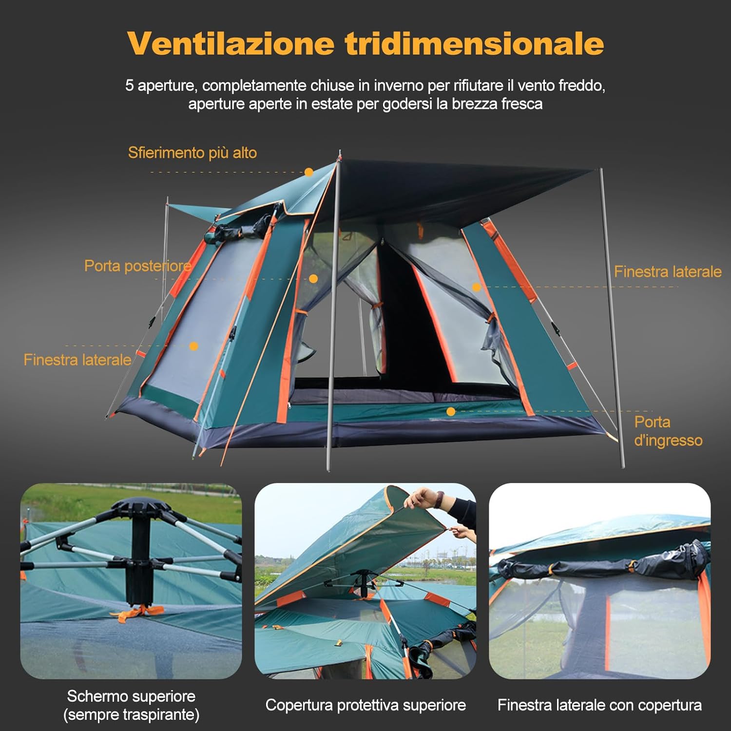 Ergocar Tenda Campeggio Pop Up 3-4 Persone - immagine 5