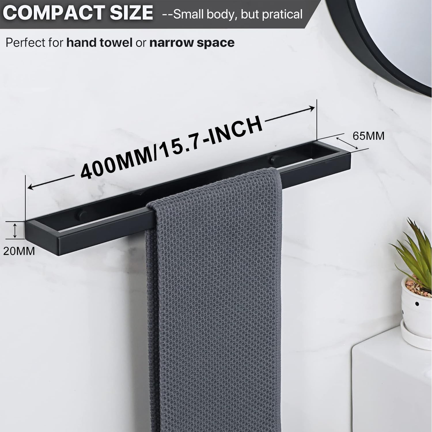 Sayayo Portasciugamani Nero Autoadesivo 40CM - immagine 2