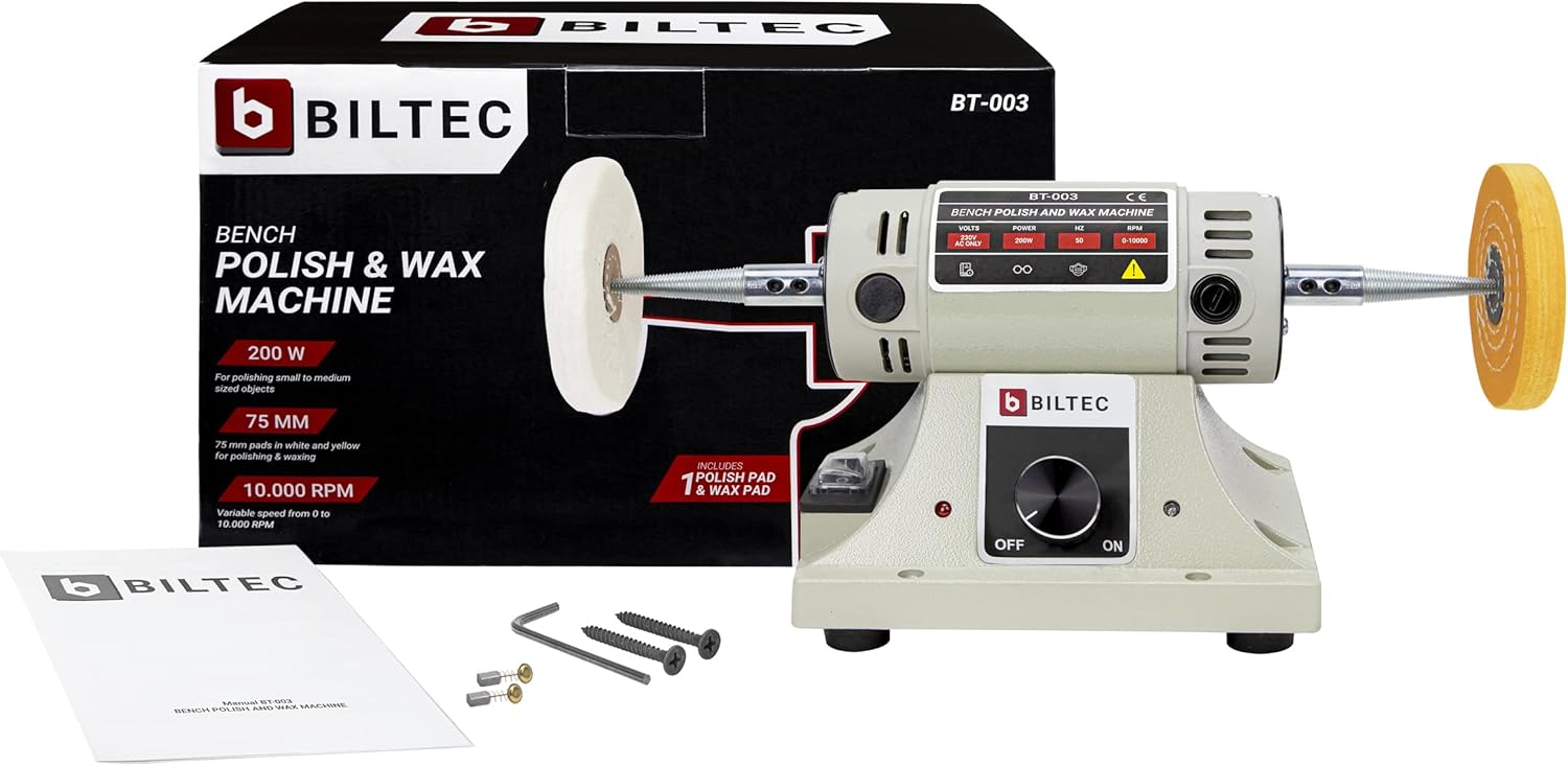 Biltec Lucidatrice da Tavolo 200W con 2 Cuscinetti 75mm