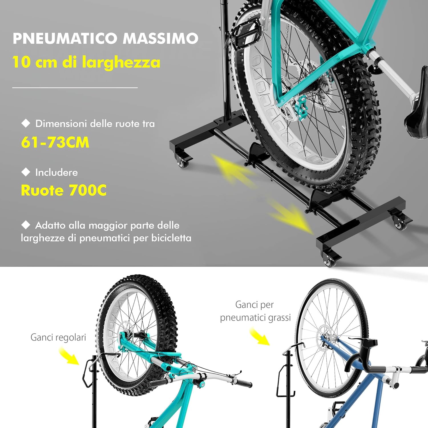 Mimoke Portabici con Ruote Regolabile in Altezza - immagine 2