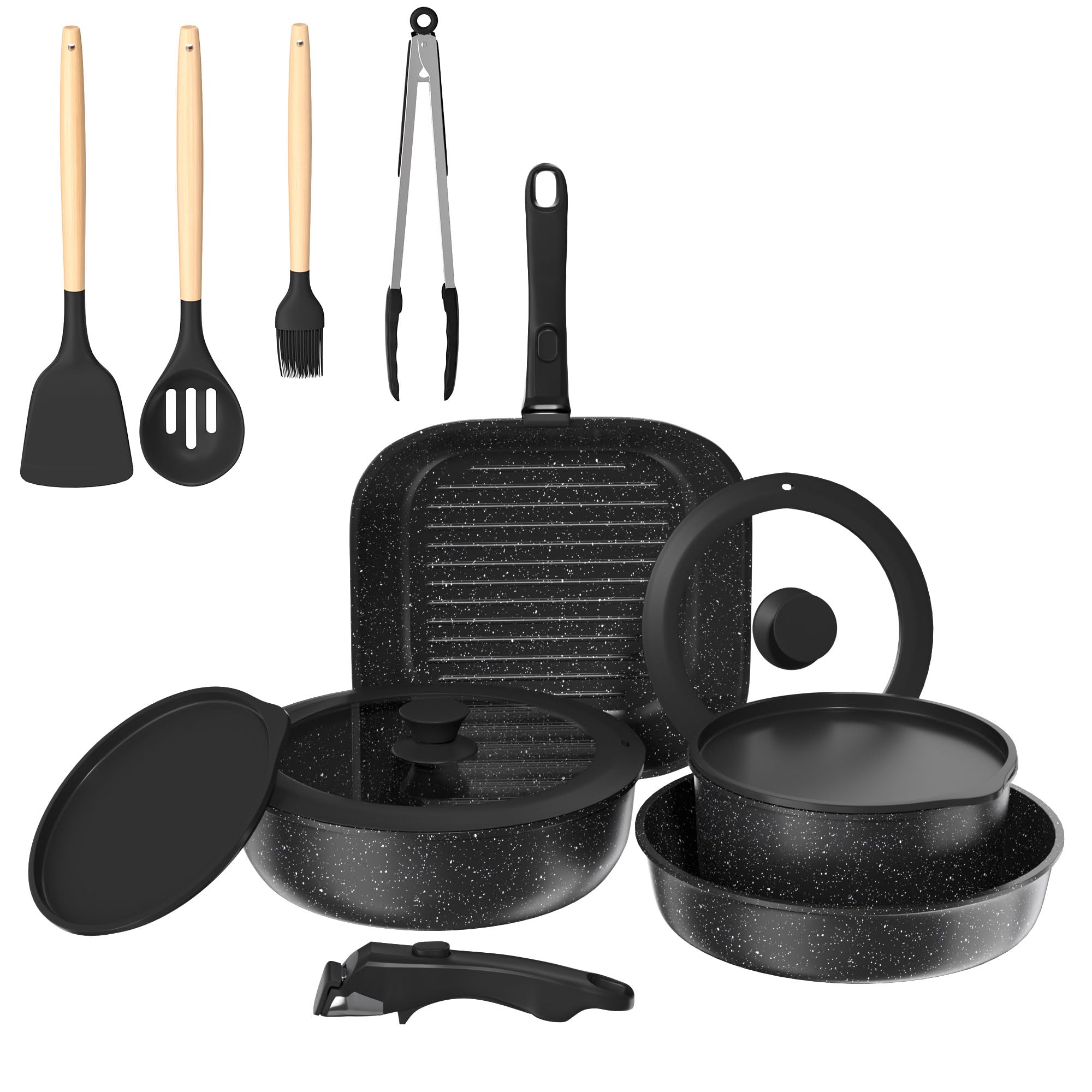 Auroay Set Padelle Antiaderente 14 Pezzi