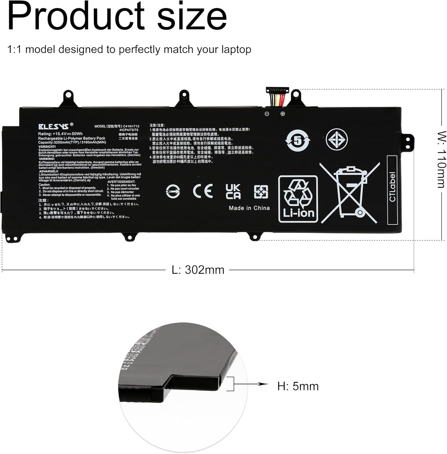 Blesys Batteria C41N1712 per Asus ROG Zephyrus GX501 - immagine 5