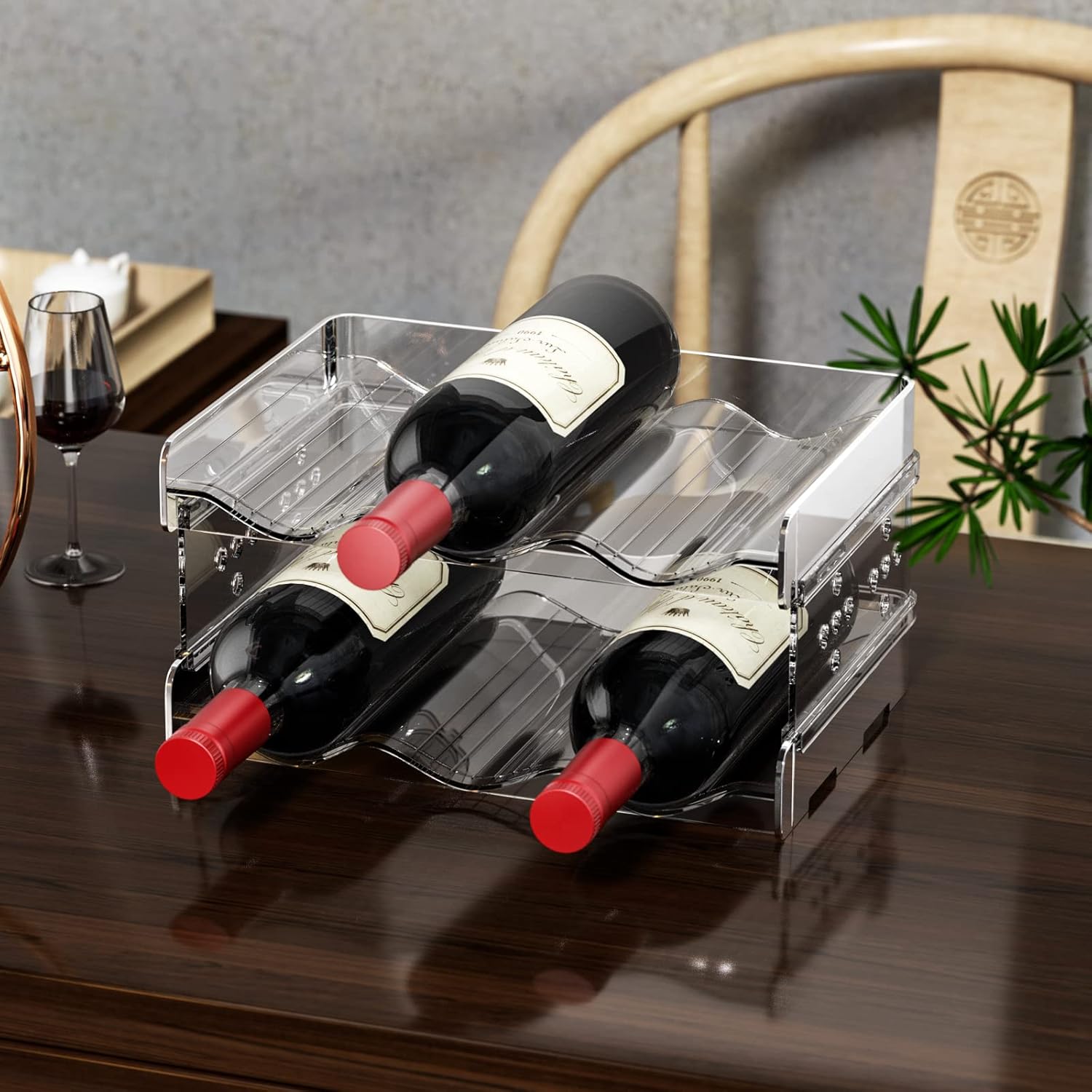 Relota Set 2 Portabottiglie in Plastica Impilabile - immagine 3