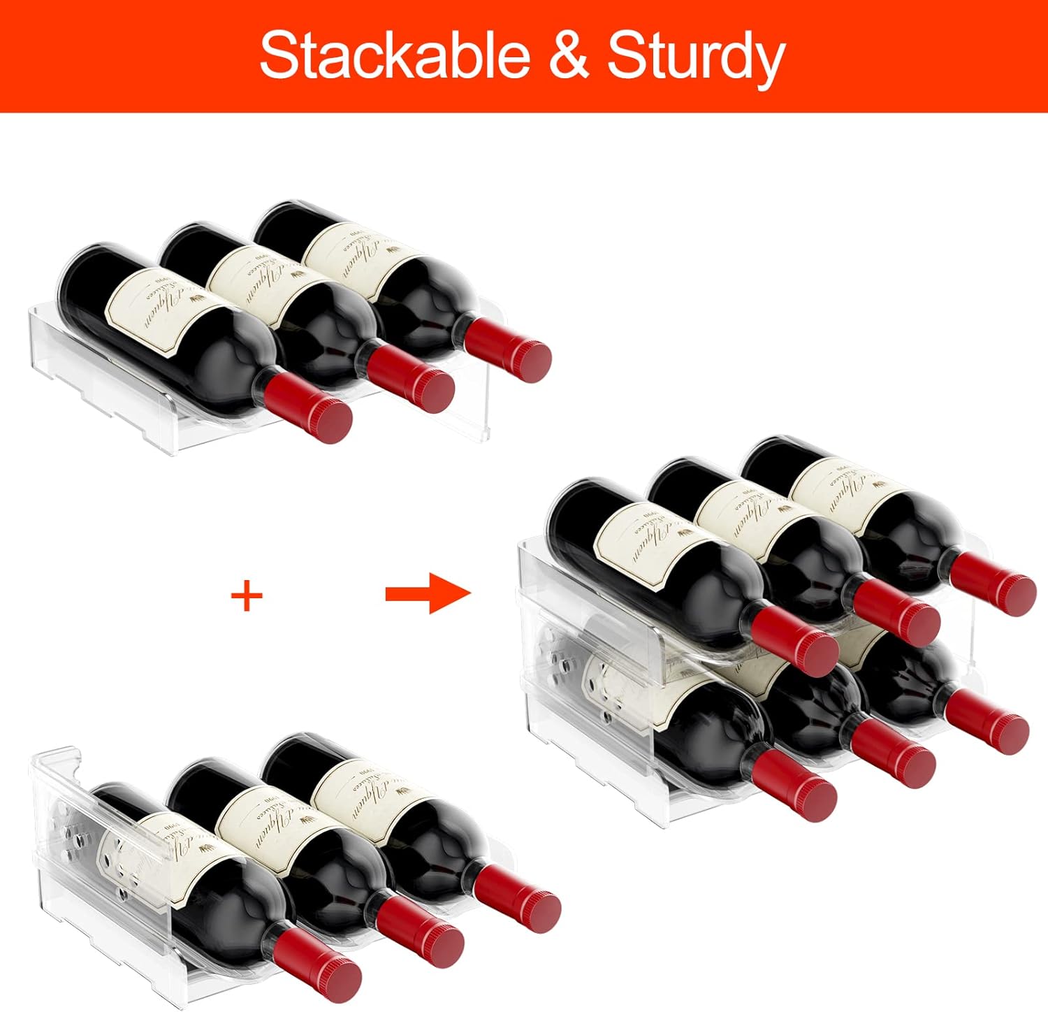 Relota Set 2 Portabottiglie in Plastica Impilabile - immagine 4