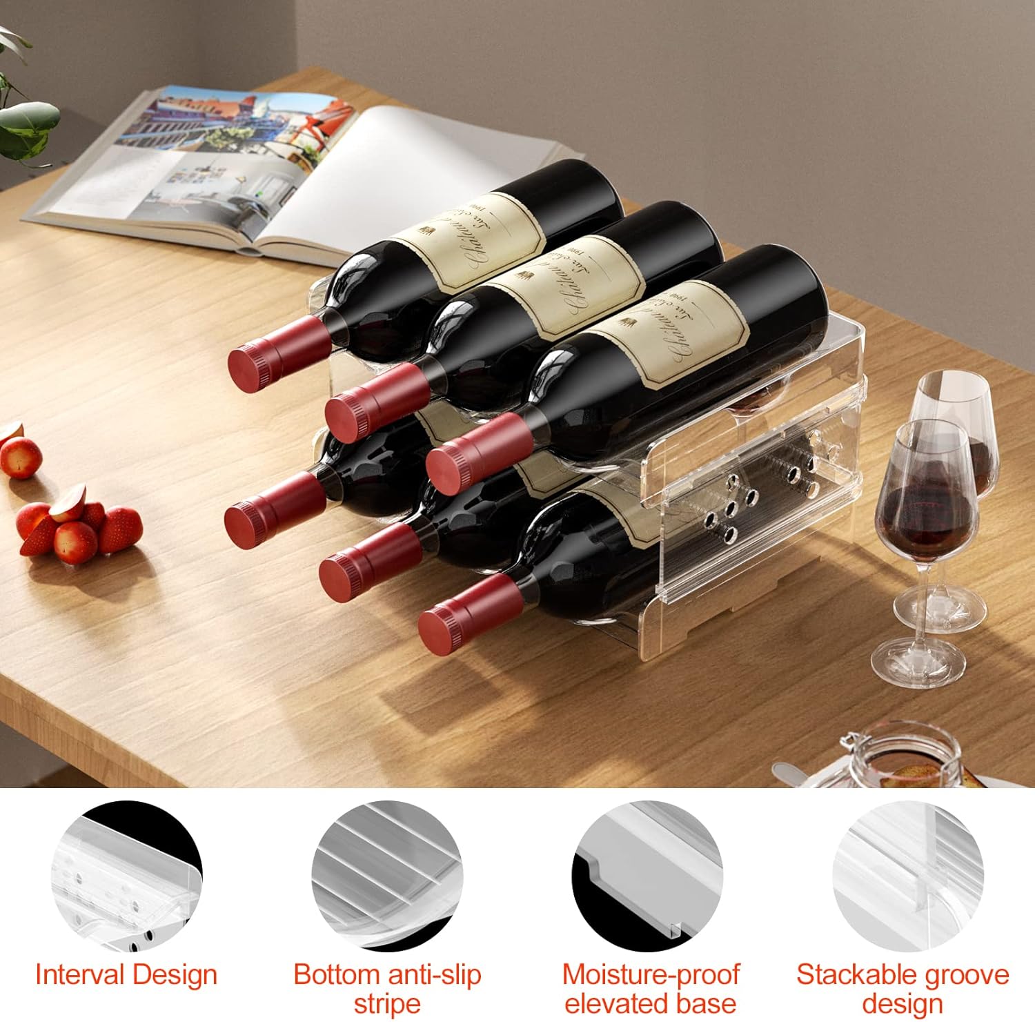 Relota Set 2 Portabottiglie in Plastica Impilabile - immagine 6