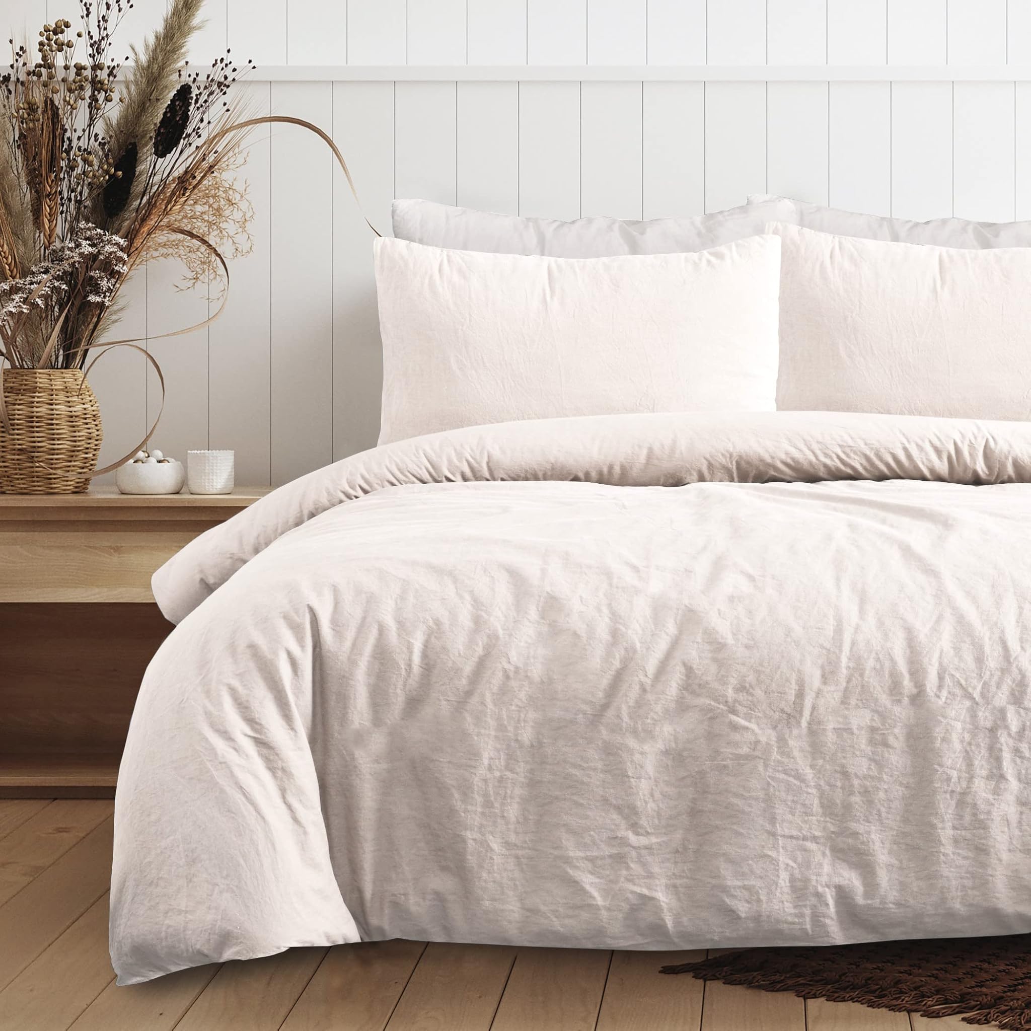 Sleepdown - Set Biancheria Letto King Size, Cotone Naturale
