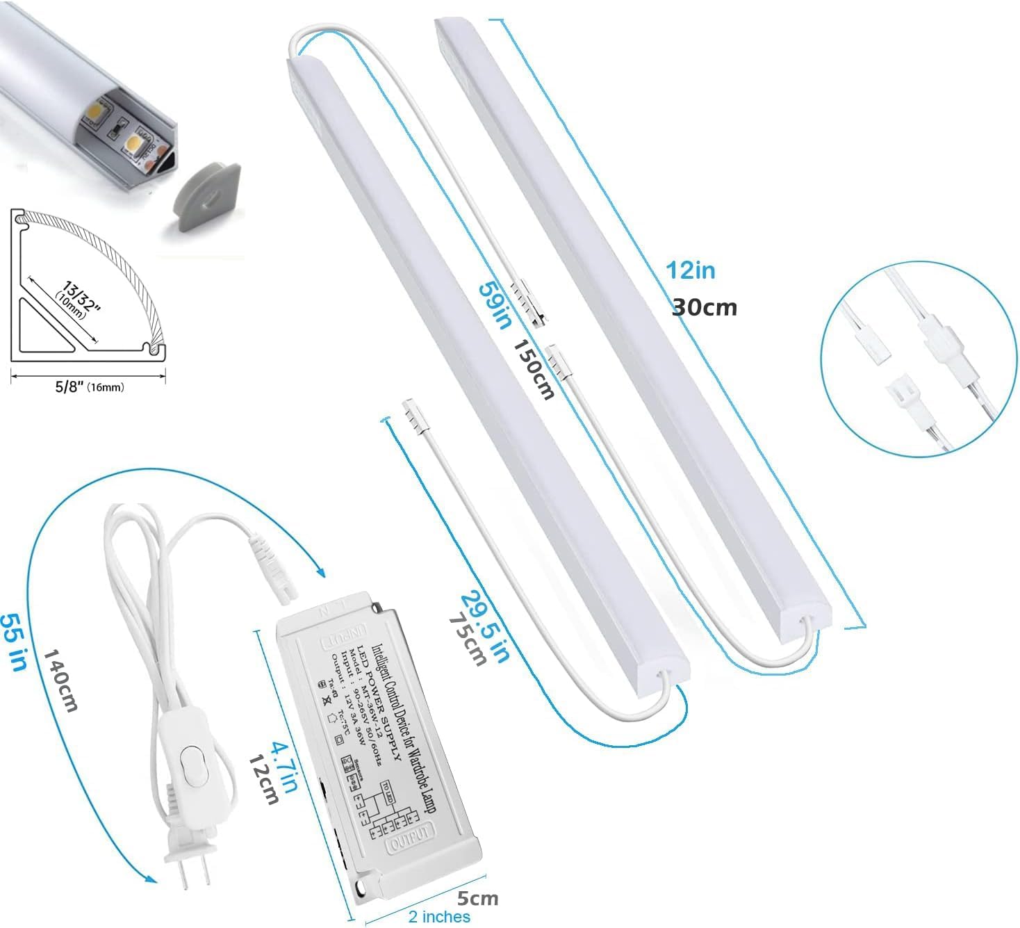 Cefrank Illuminazione Sottopensile LED a V 8 Pezzi - immagine 5