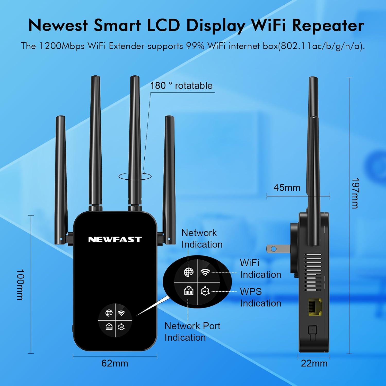 Newfast Ripetitore WiFi Potente 1200Mbps Dual Band - immagine 3