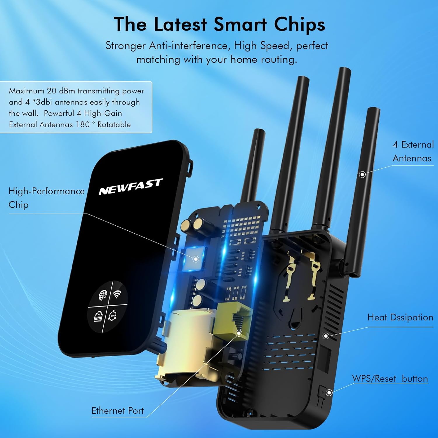 Newfast Ripetitore WiFi Potente 1200Mbps Dual Band - immagine 4