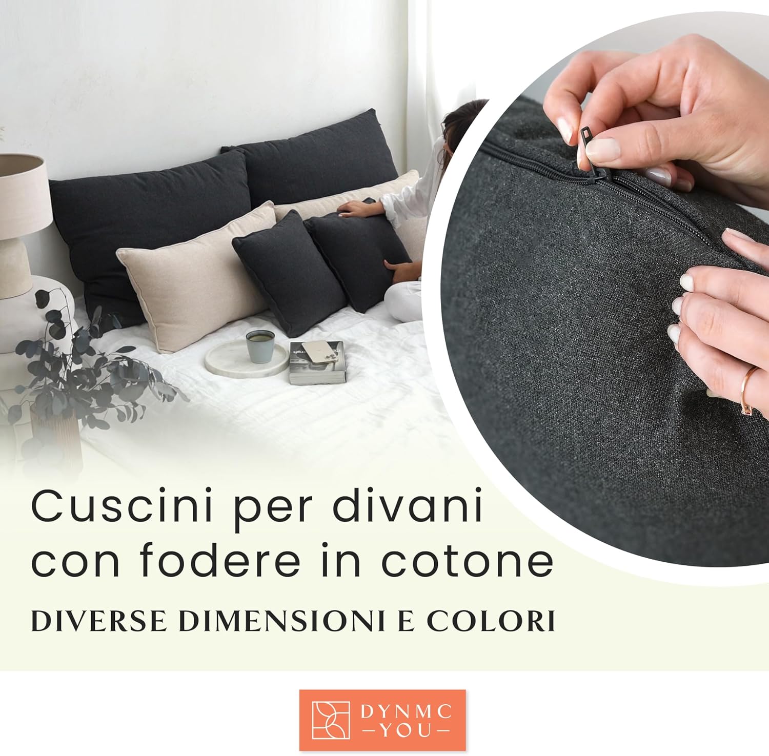 Dynmc You Set Cuscini Divano Grande 60x80, Cotone - immagine 2