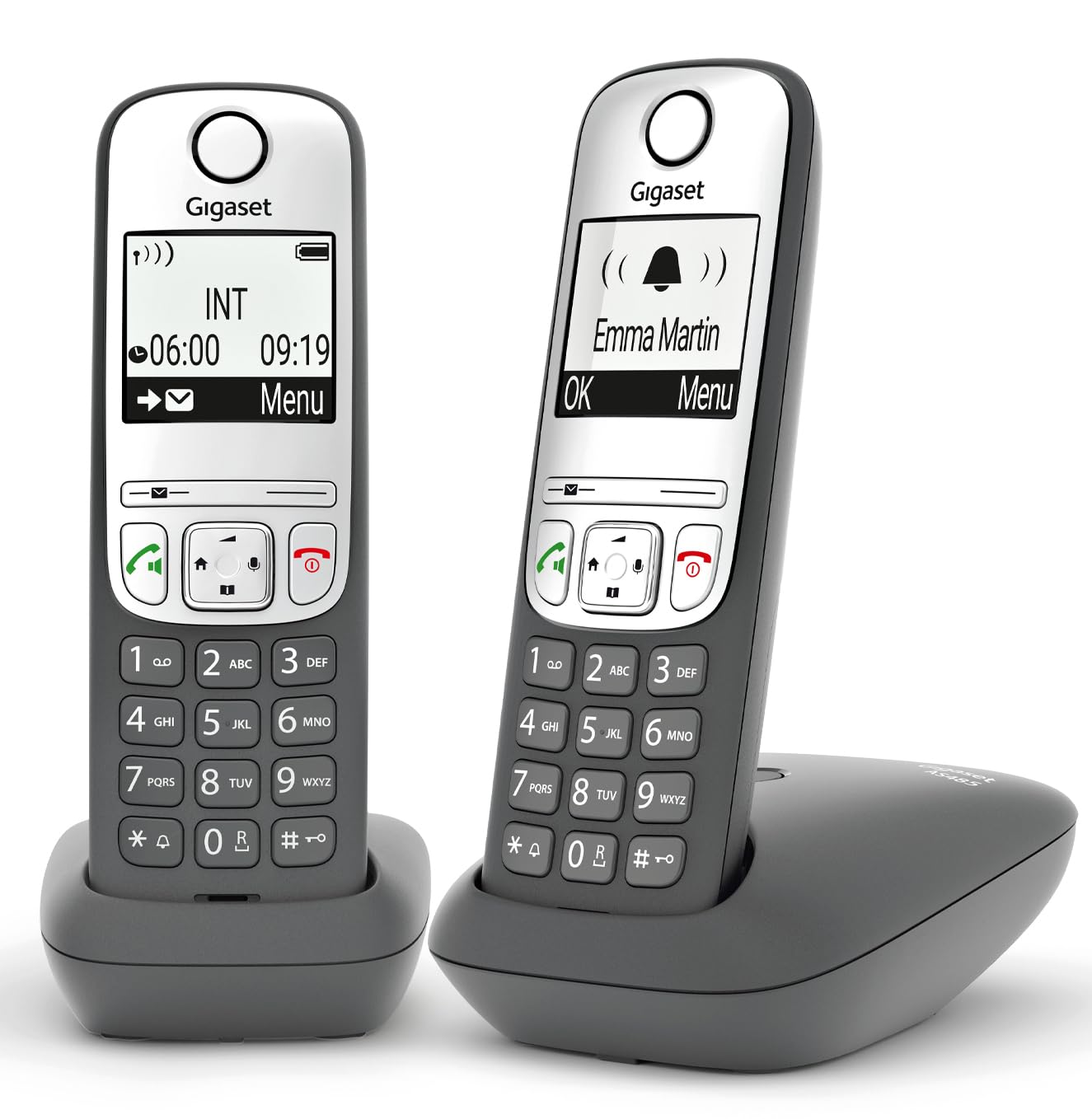 Gigaset AS485 Duo - Telefoni Cordless, Grigio Antracite