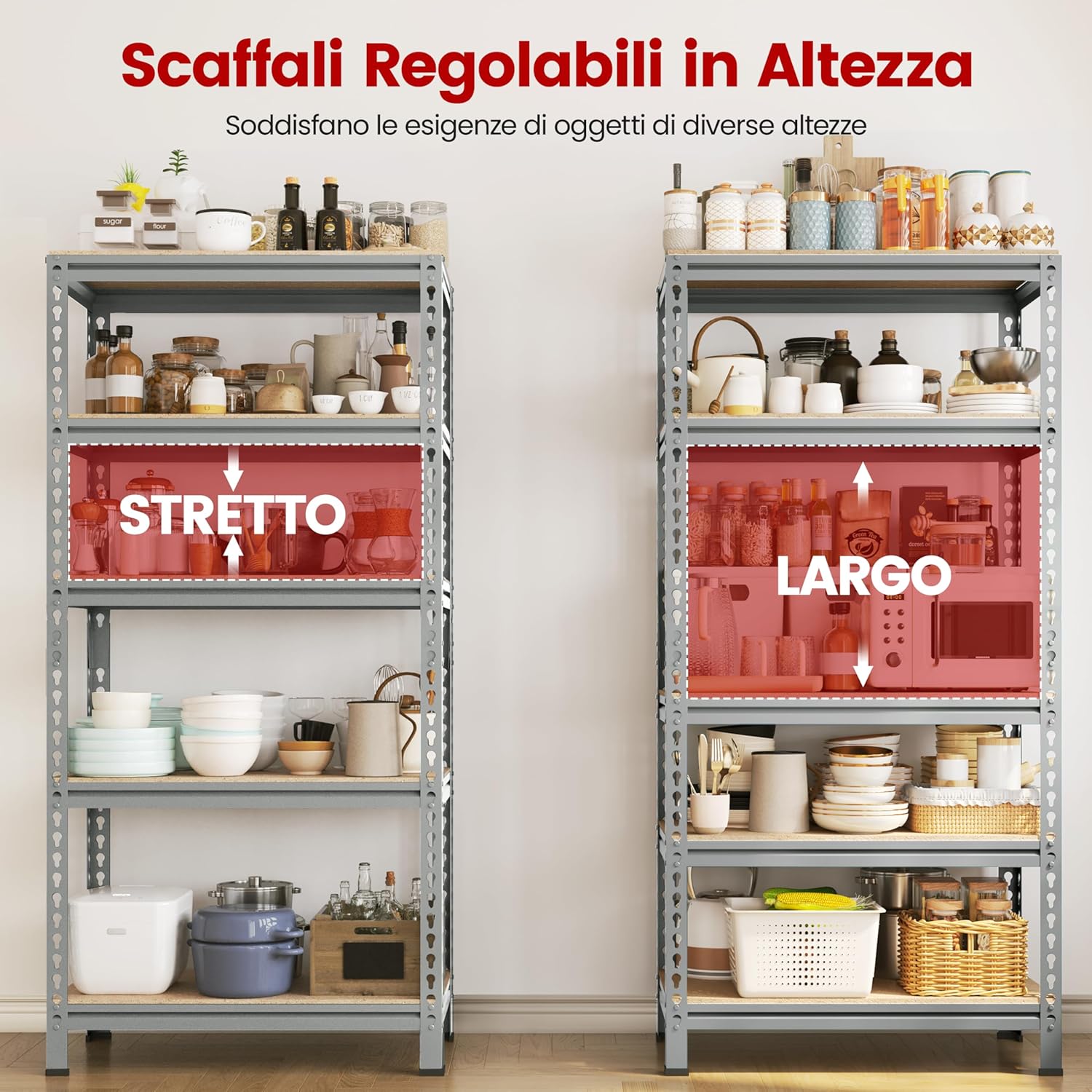 Yaheetech Scaffale Garage Metallo 5 Ripiani 150x70x30cm - immagine 5